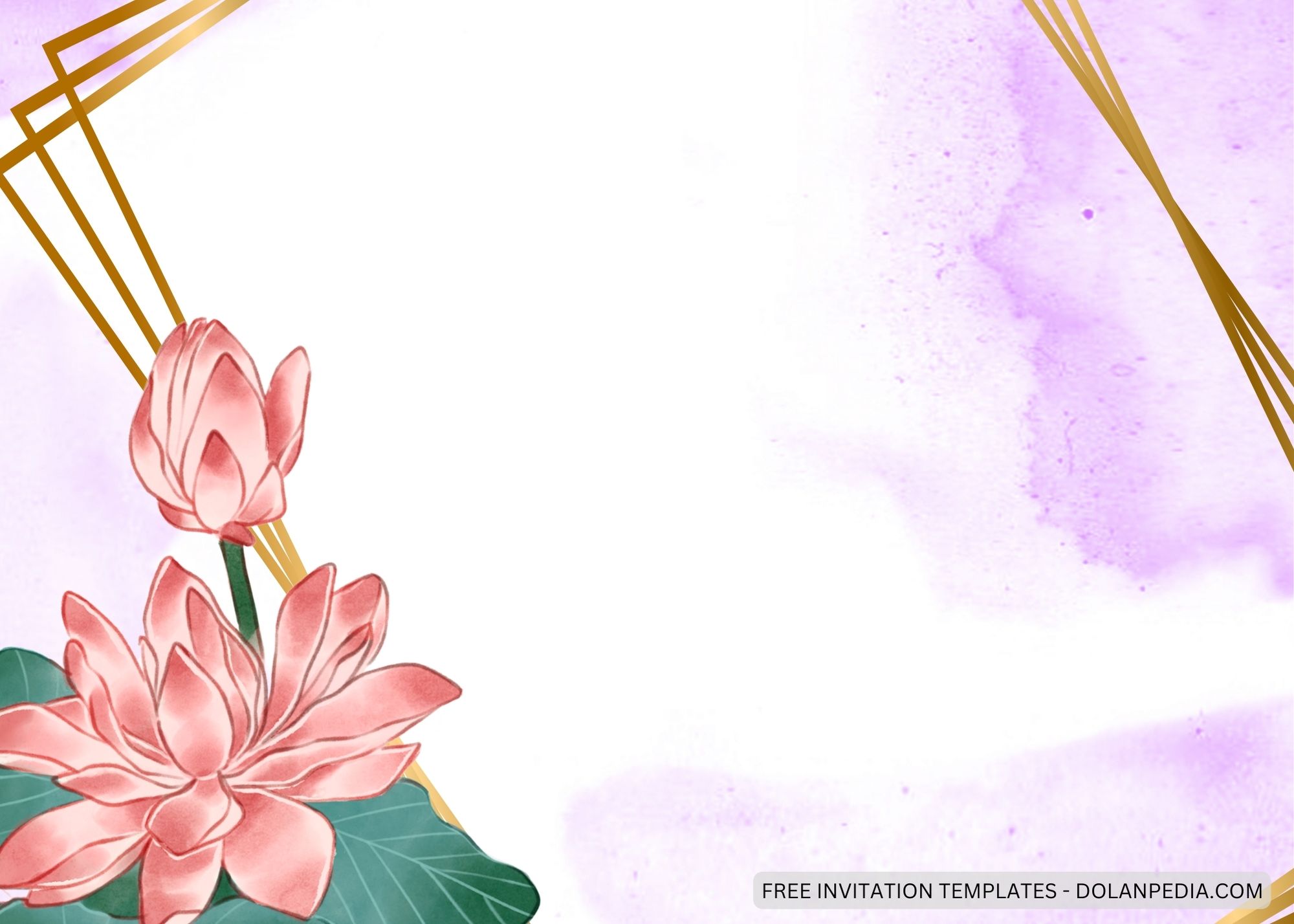 Blank Pink Lotus Baby Shower Invitation Templates Three