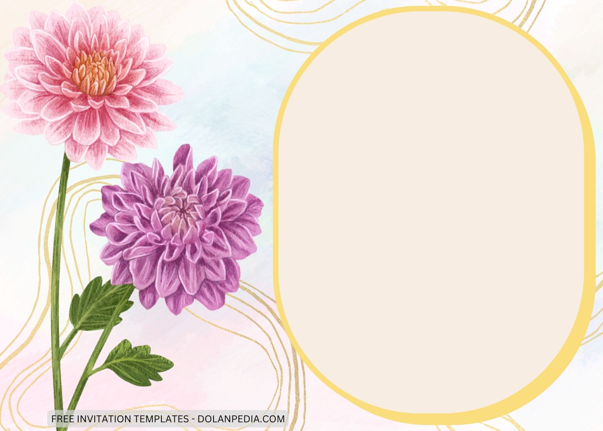 Blank Purple Chrysantemum Baby Shower Invitation Templates Five
