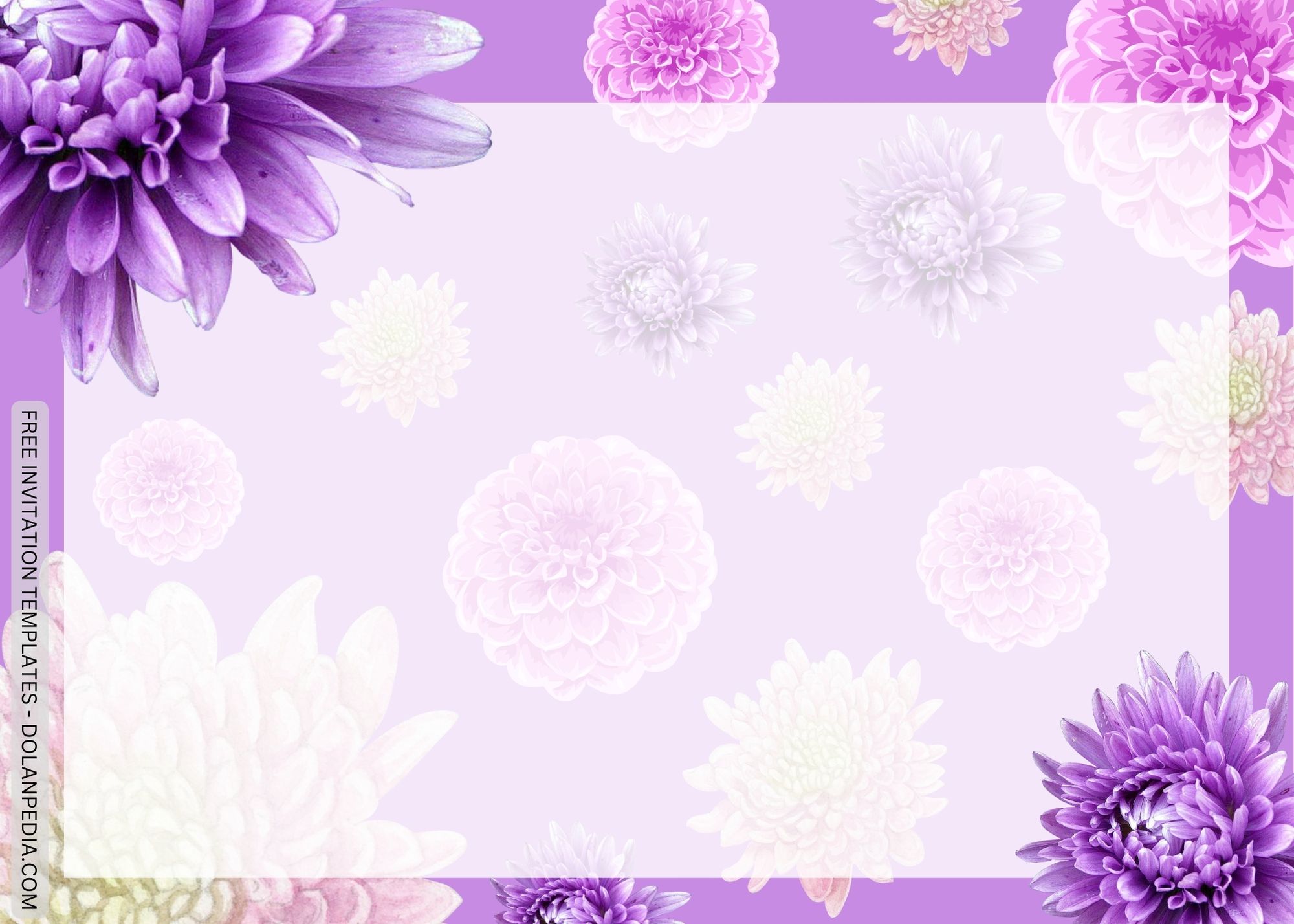 Blank Purple Chrysantemum Baby Shower Invitation Templates Four