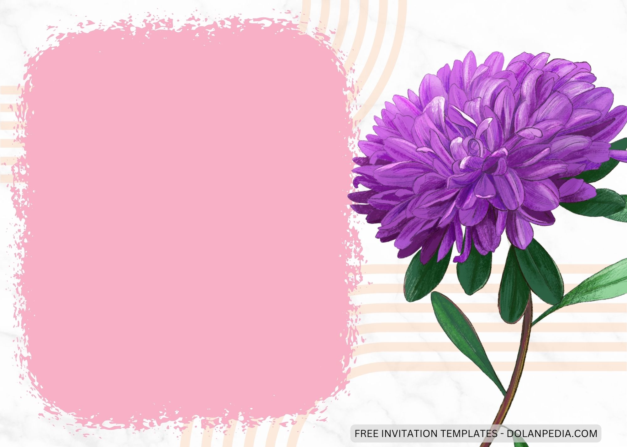 Blank Purple Chrysantemum Baby Shower Invitation Templates Three