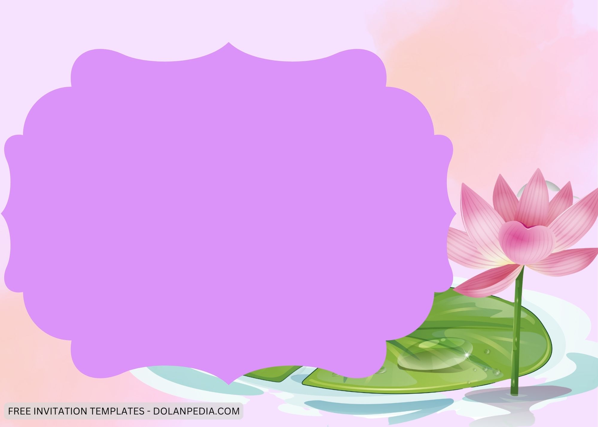 Blank Realistic Purple Lotus Baby Shower Invitation Templates Five