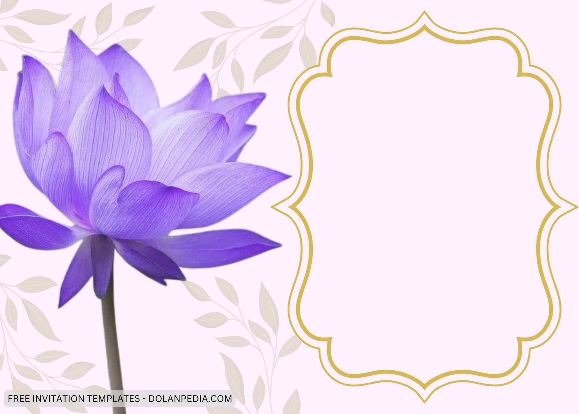 Blank Realistic Purple Lotus Baby Shower Invitation Templates One