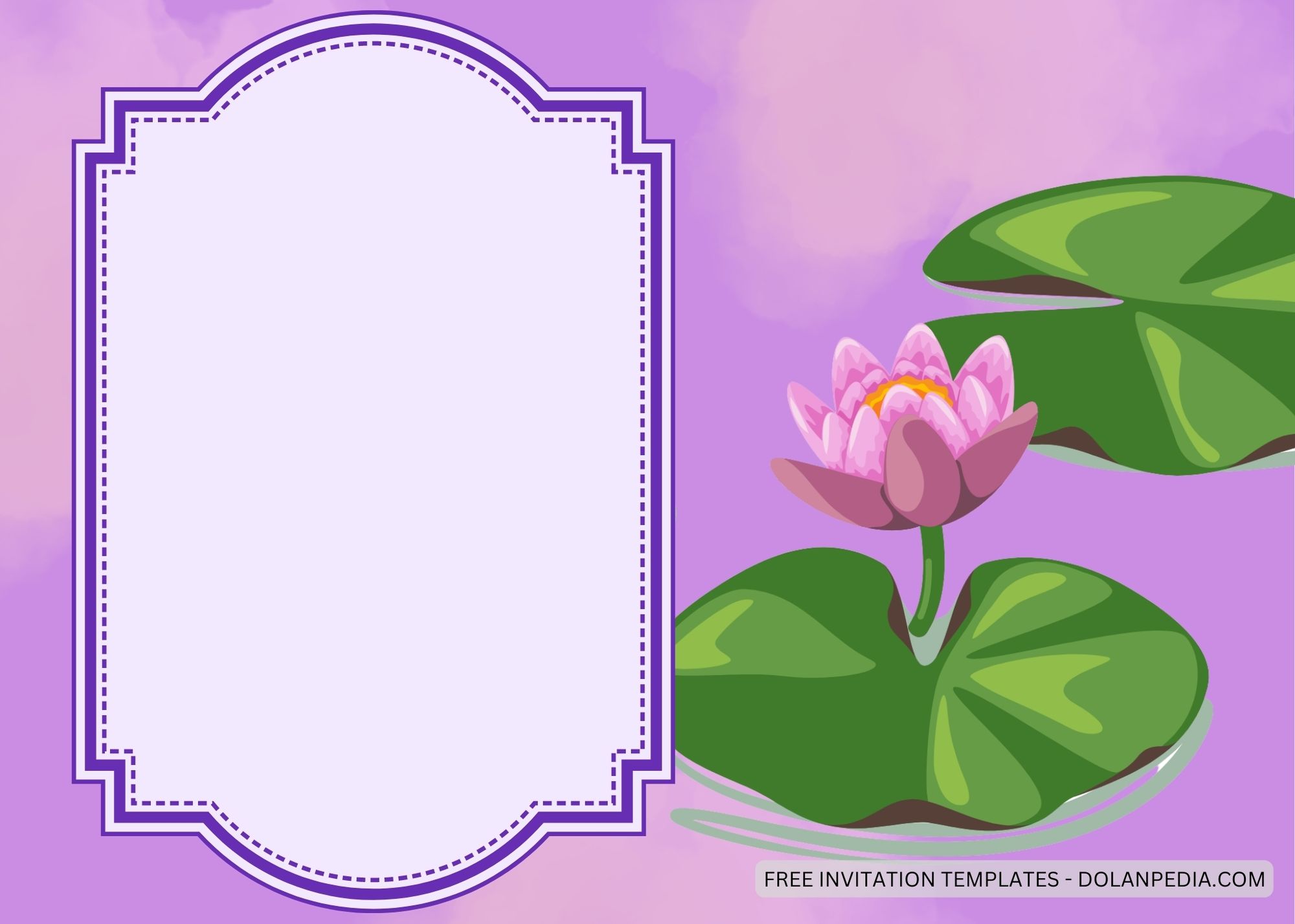 Blank Realistic Purple Lotus Baby Shower Invitation Templates Six