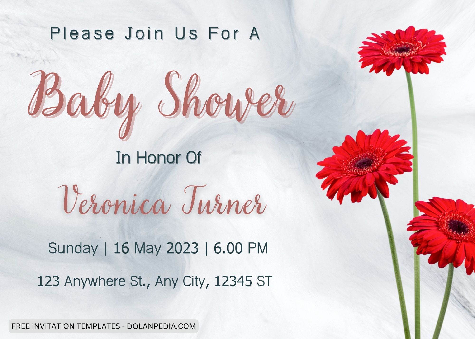 7+ Realistic Red Daisy Baby Shower Invitation Templates