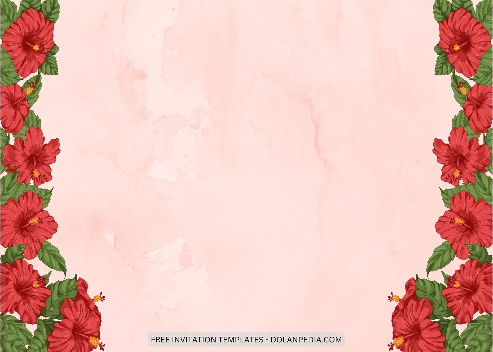 Blank Red Hibiscus Baby Shower Invitation Templates Six