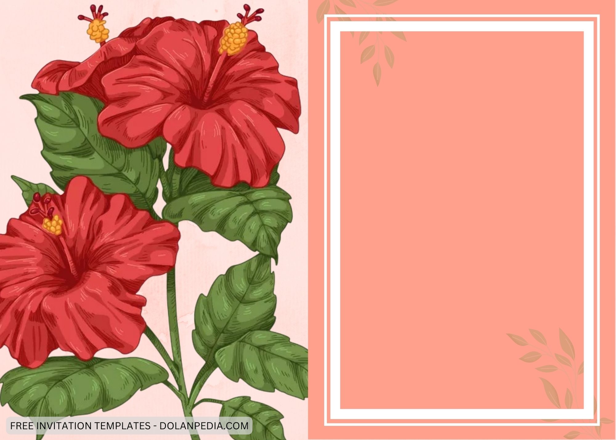 Blank Red Hibiscus Baby Shower Invitation Templates Three