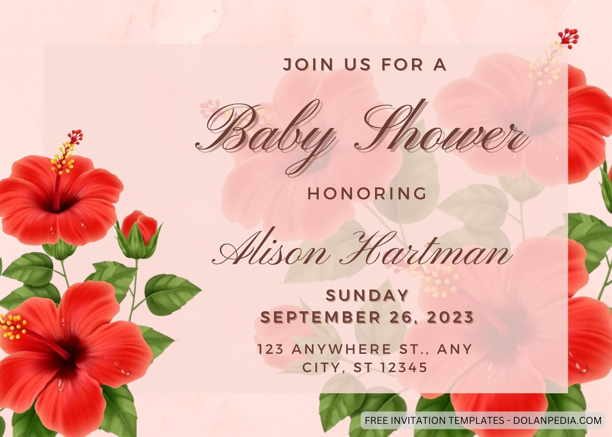 7+ Red Hibiscus Baby Shower Invitation Templates Title
