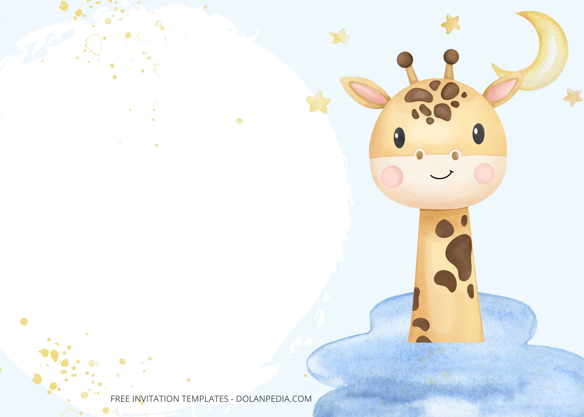 Blank Starry Animals Baby Shower Invitation Templates Six