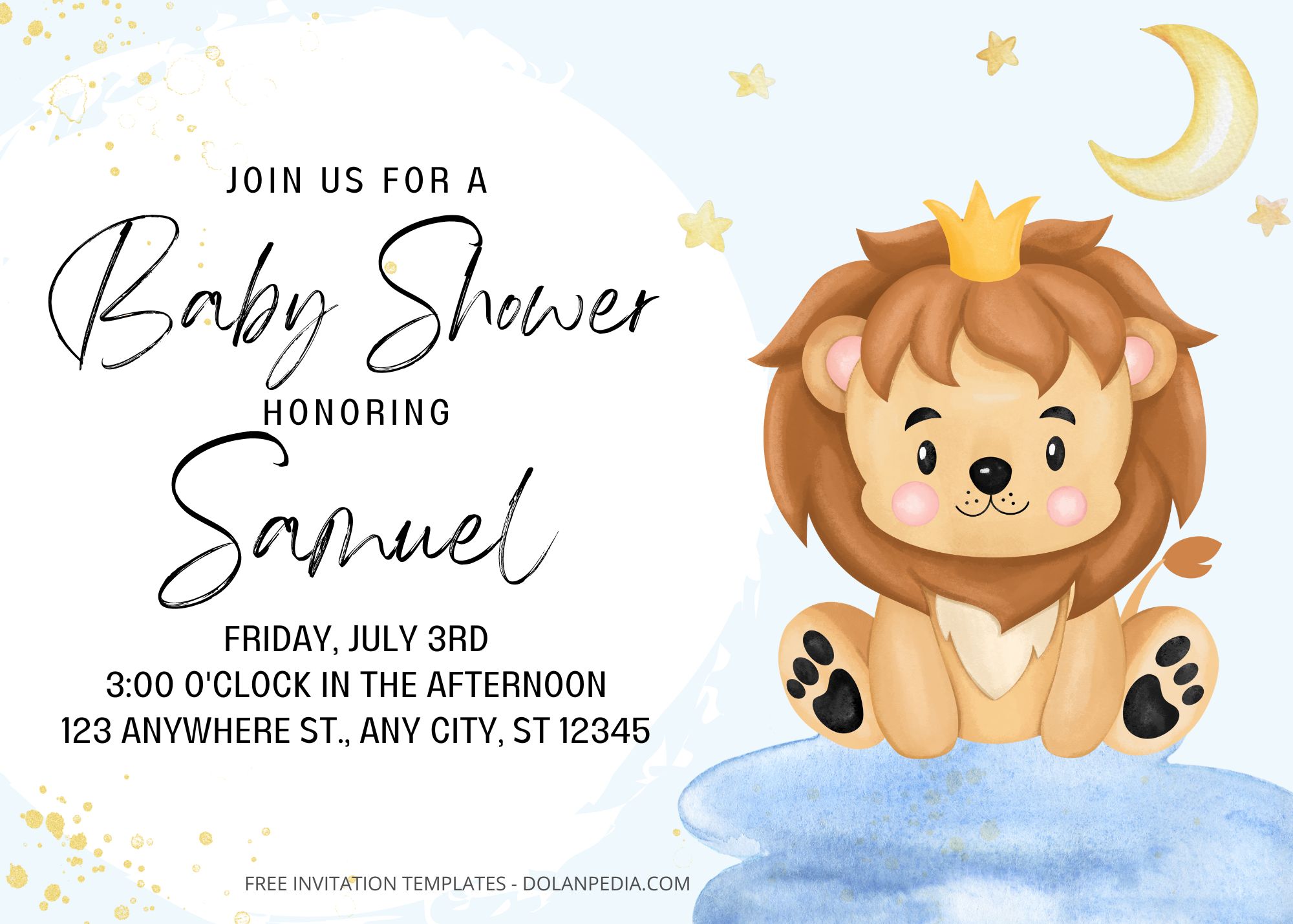 Blank Starry Animals Baby Shower Invitation Templates Title