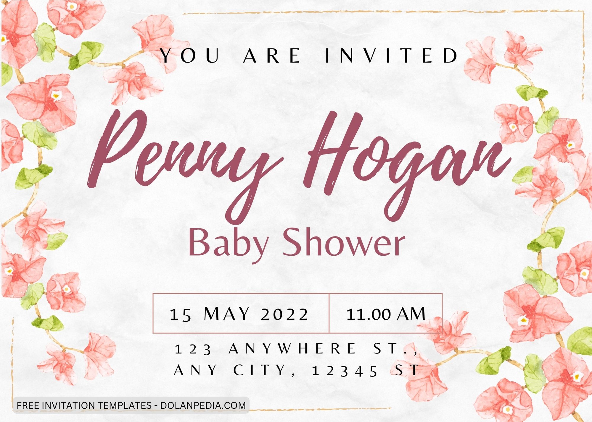 7+ Pink Bougainvillea Baby Shower Invitation Templates