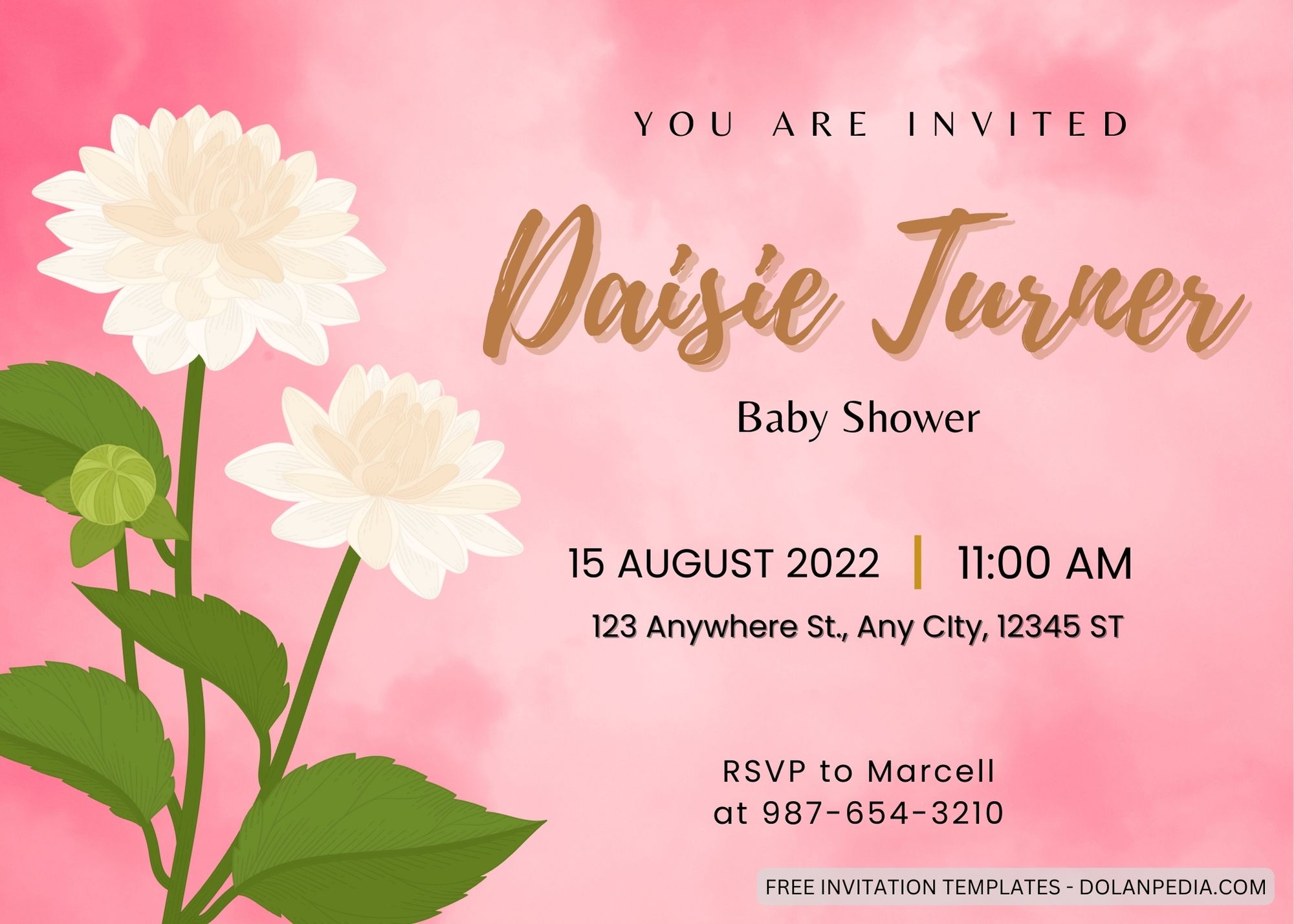 7+ White Dahlia Baby Shower Invitation Templates