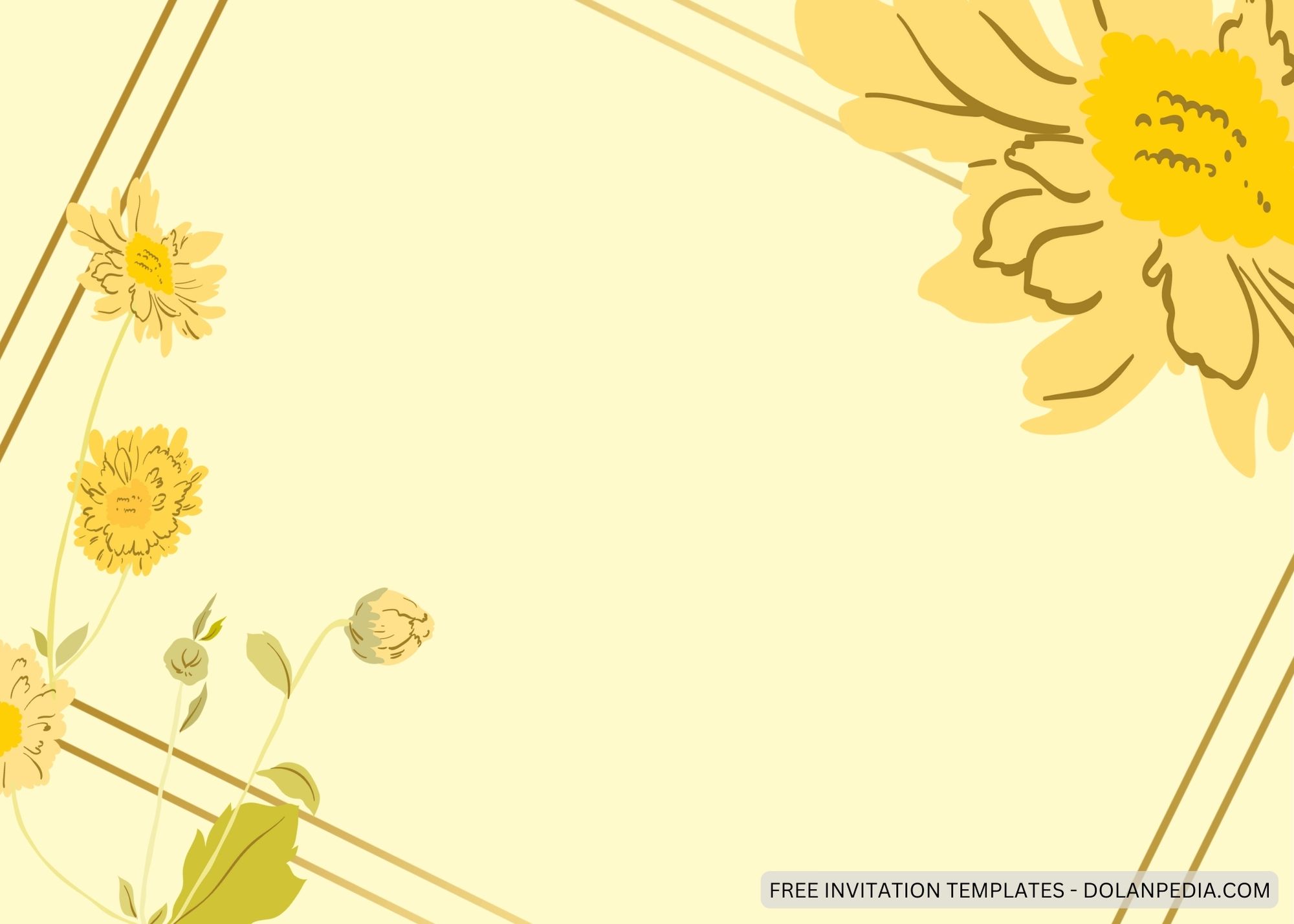 Blank Yellow Chrysantemum Baby Shower Invitation Templates Five