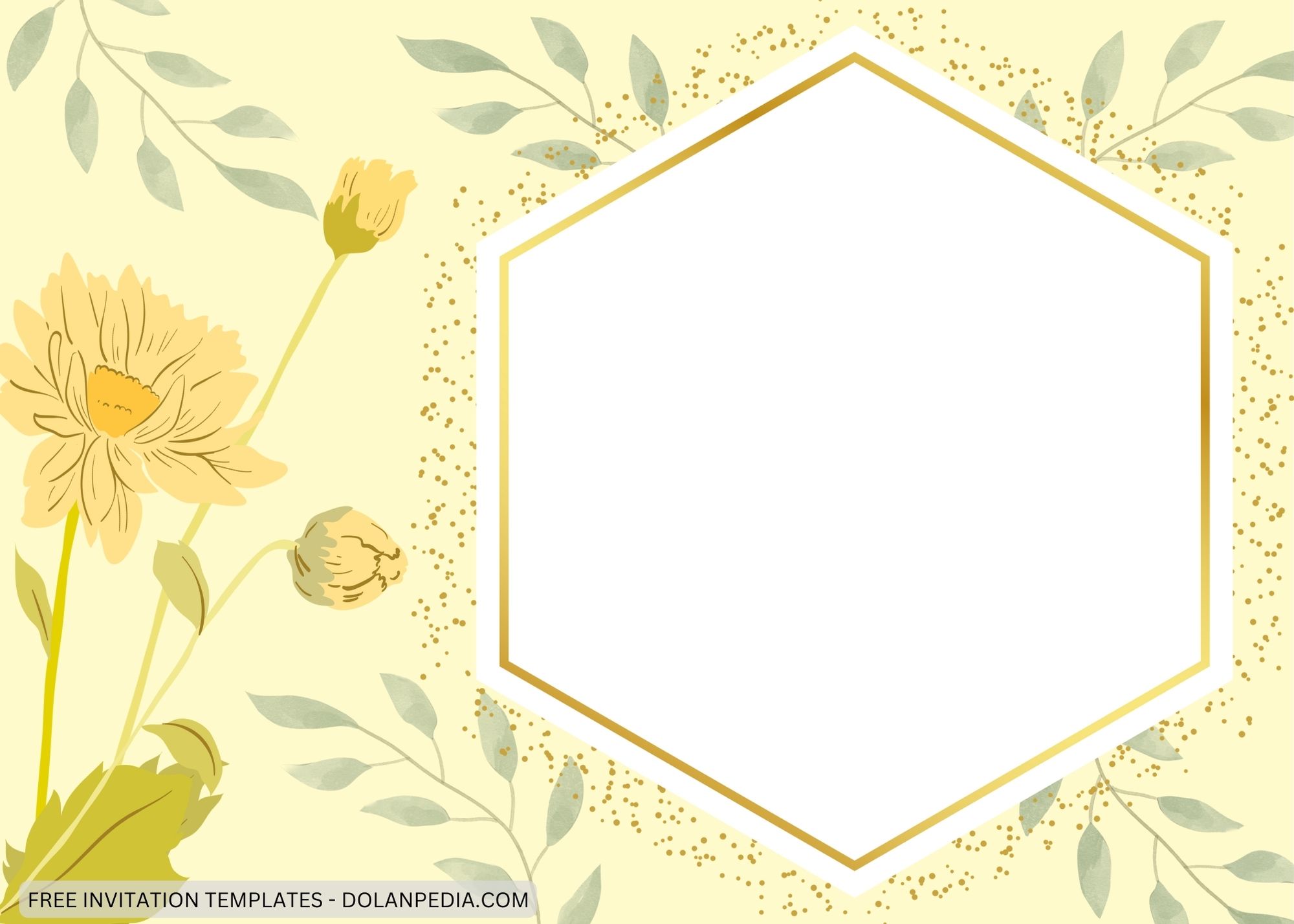 Blank Yellow Chrysantemum Baby Shower Invitation Templates One