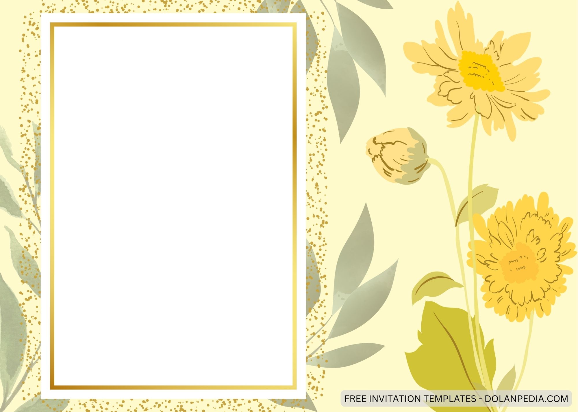 Blank Yellow Chrysantemum Baby Shower Invitation Templates Six