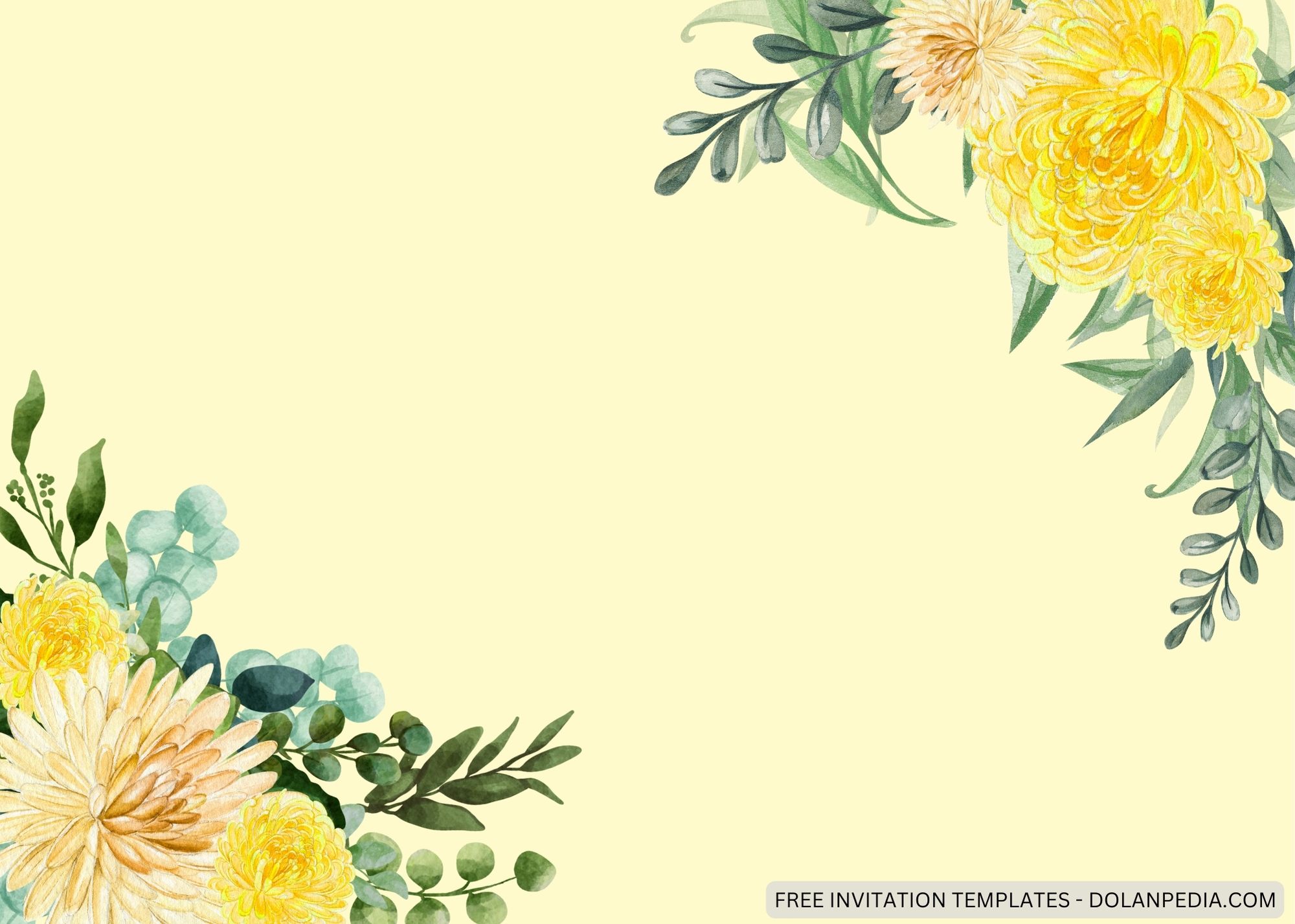 Blank Yellow Chrysantemum Baby Shower Invitation Templates THree