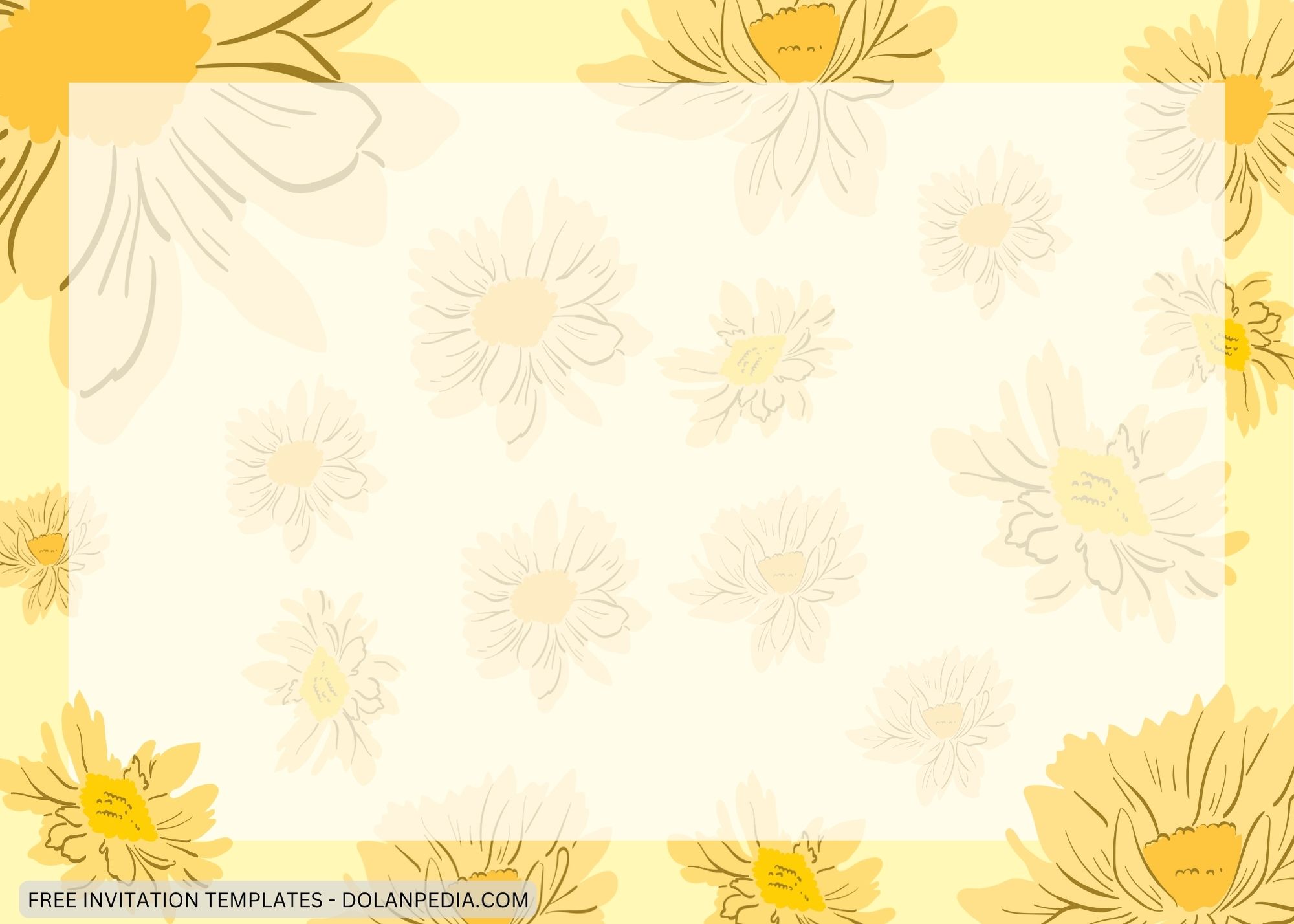 Blank Yellow Chrysantemum Baby Shower Invitation Templates Two