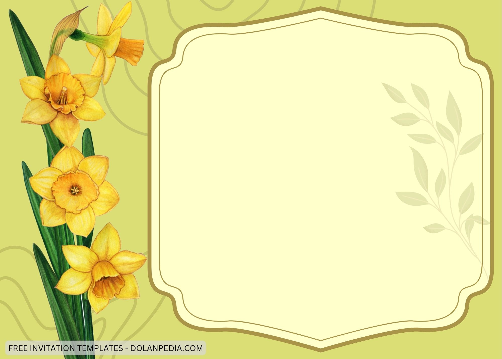 Blank Yellow Daffodils Baby Shower Invitation Templates One