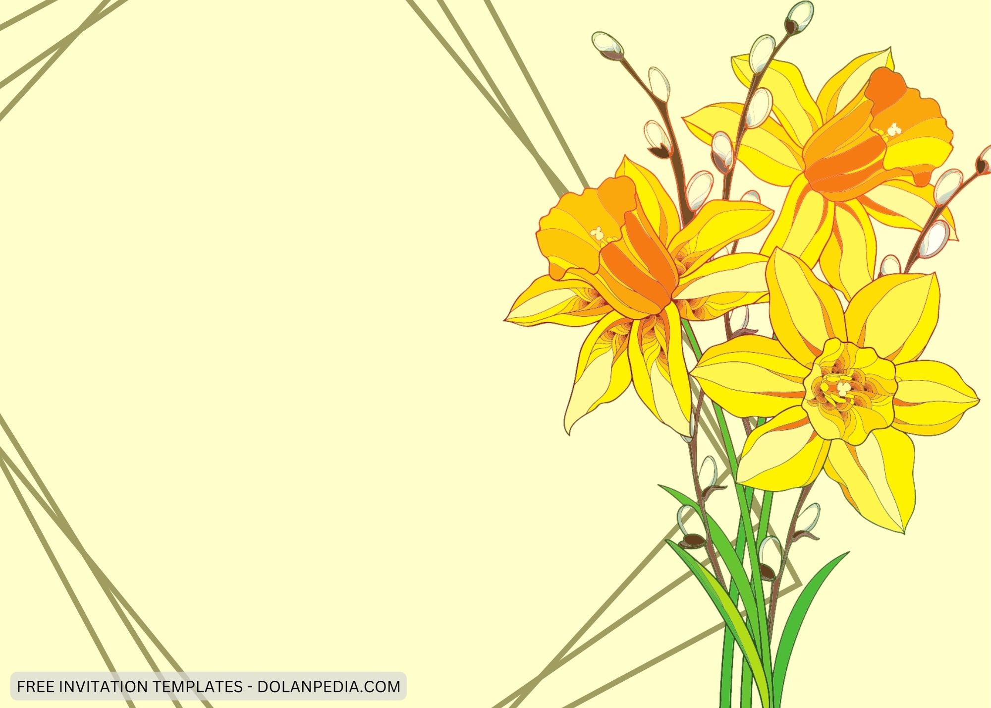 Blank Yellow Daffodils Baby Shower Invitation Templates Six