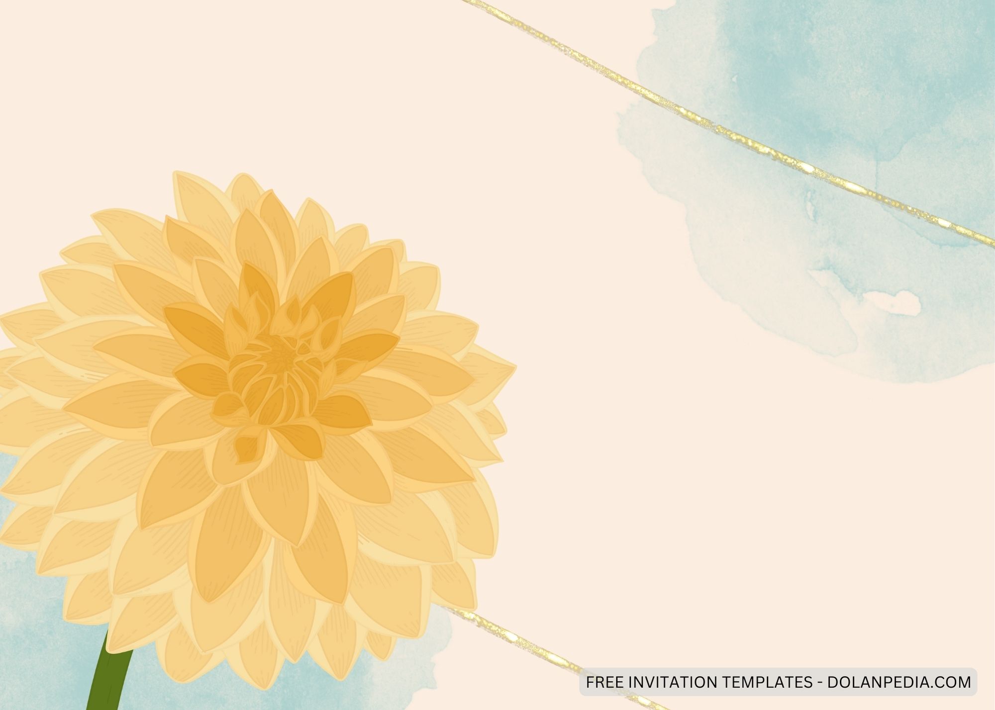 Blank Bohemian Yellow Dahlia Baby Shower Invitation Templates Five