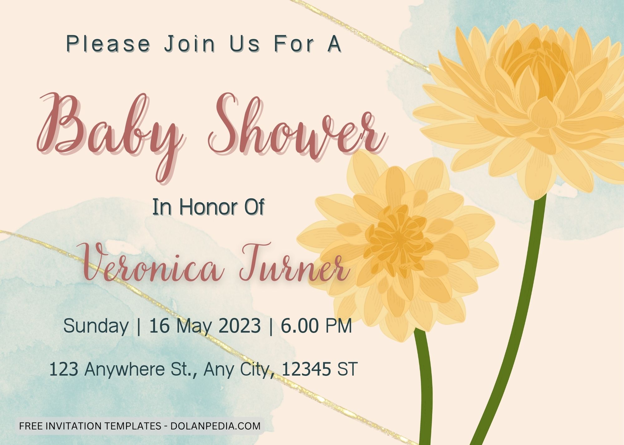 8+ Bohemian Yellow Dahlia Baby Shower Invitation Templates