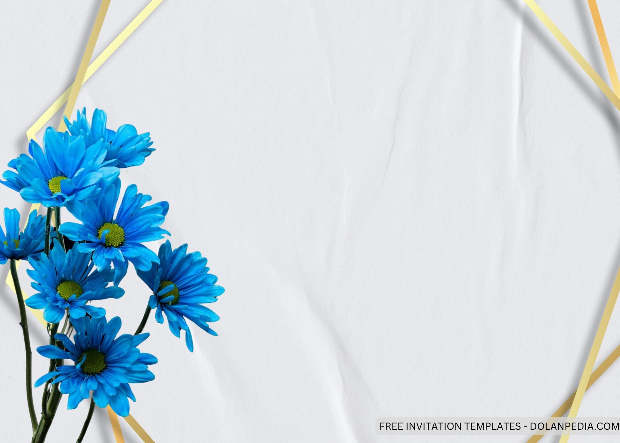 Blank Bright Blue Daisy Baby Shower Invitation Templates Seven