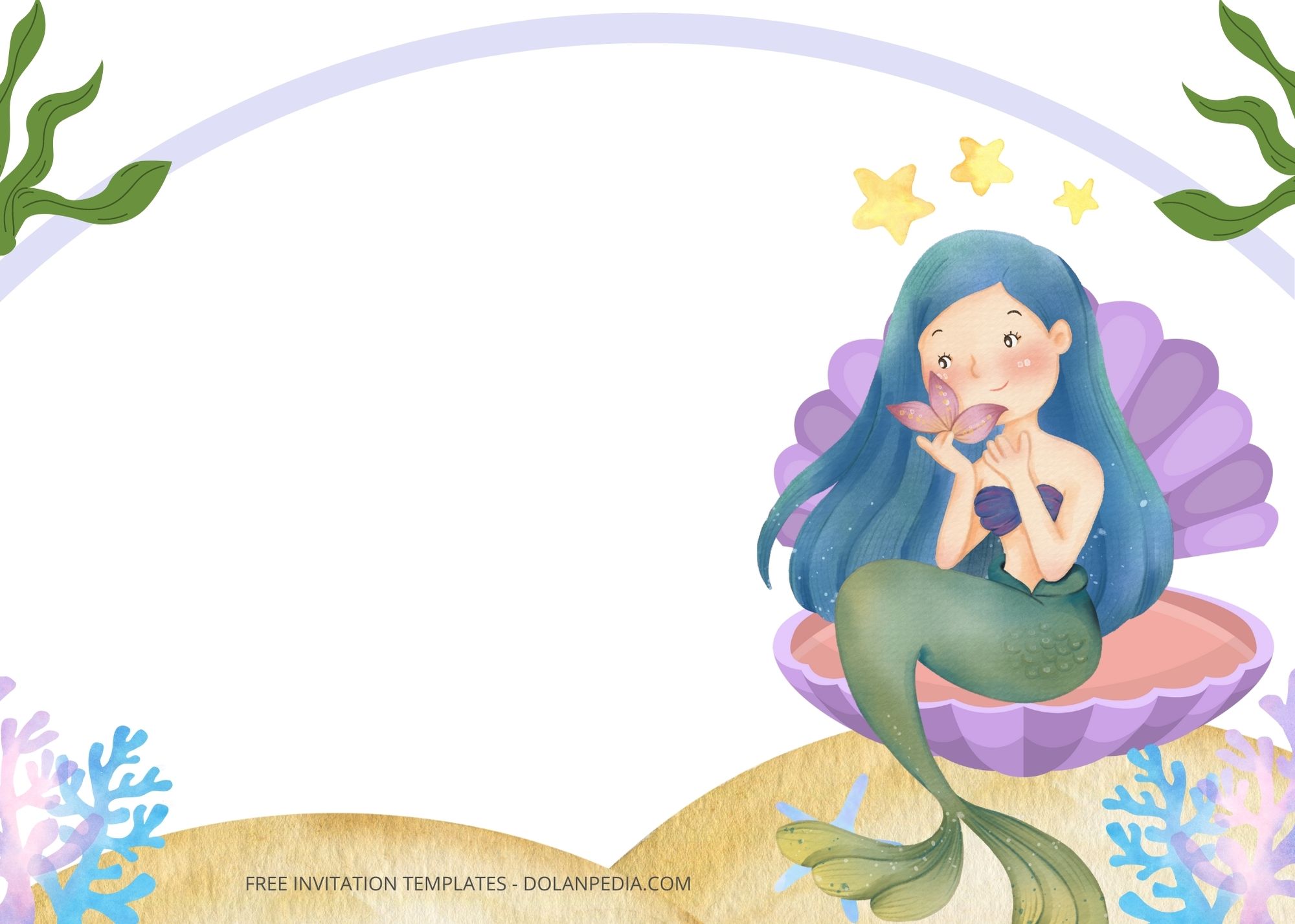 Blank Mermaid Pearl Baby Shower Invitation Templates Three