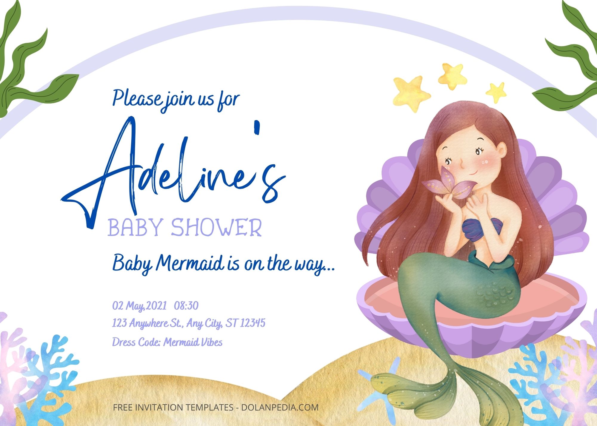 8+ Mermaid Pearl Baby Shower Invitation Templates Title