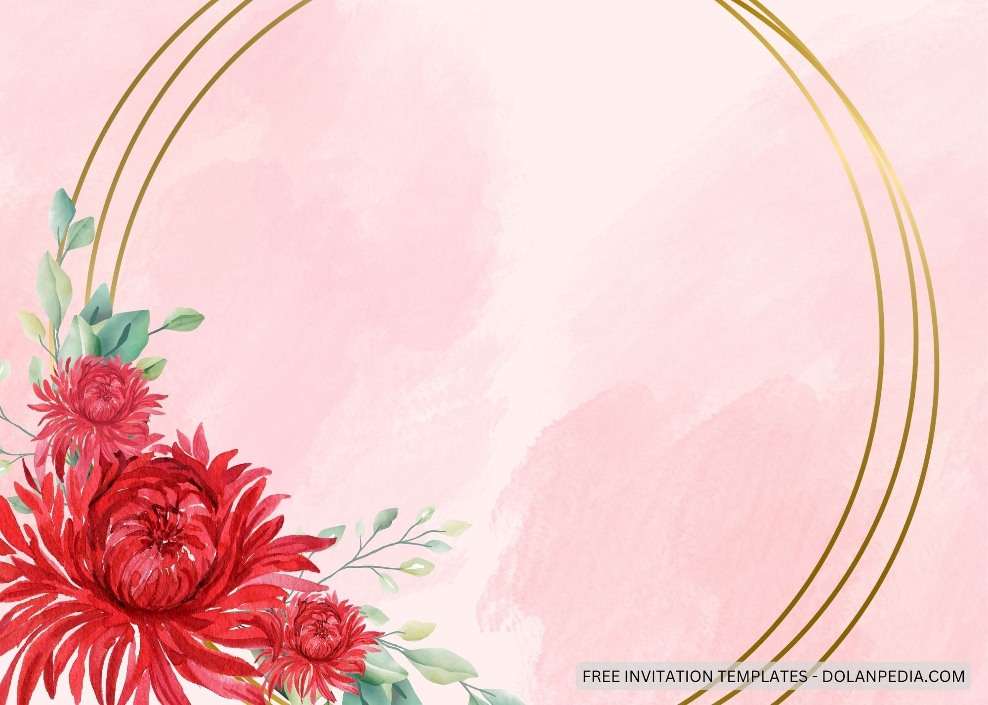 Blank Red Chrysantemum Baby Shower Invitation Templates Seven