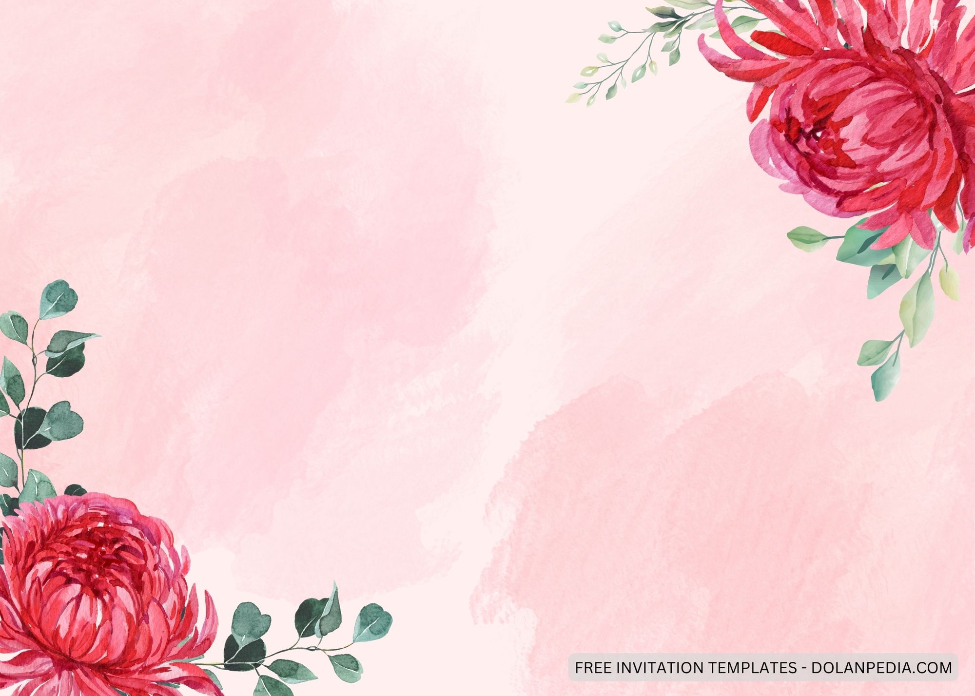 Blank Red Chrysantemum Baby Shower Invitation Templates Three