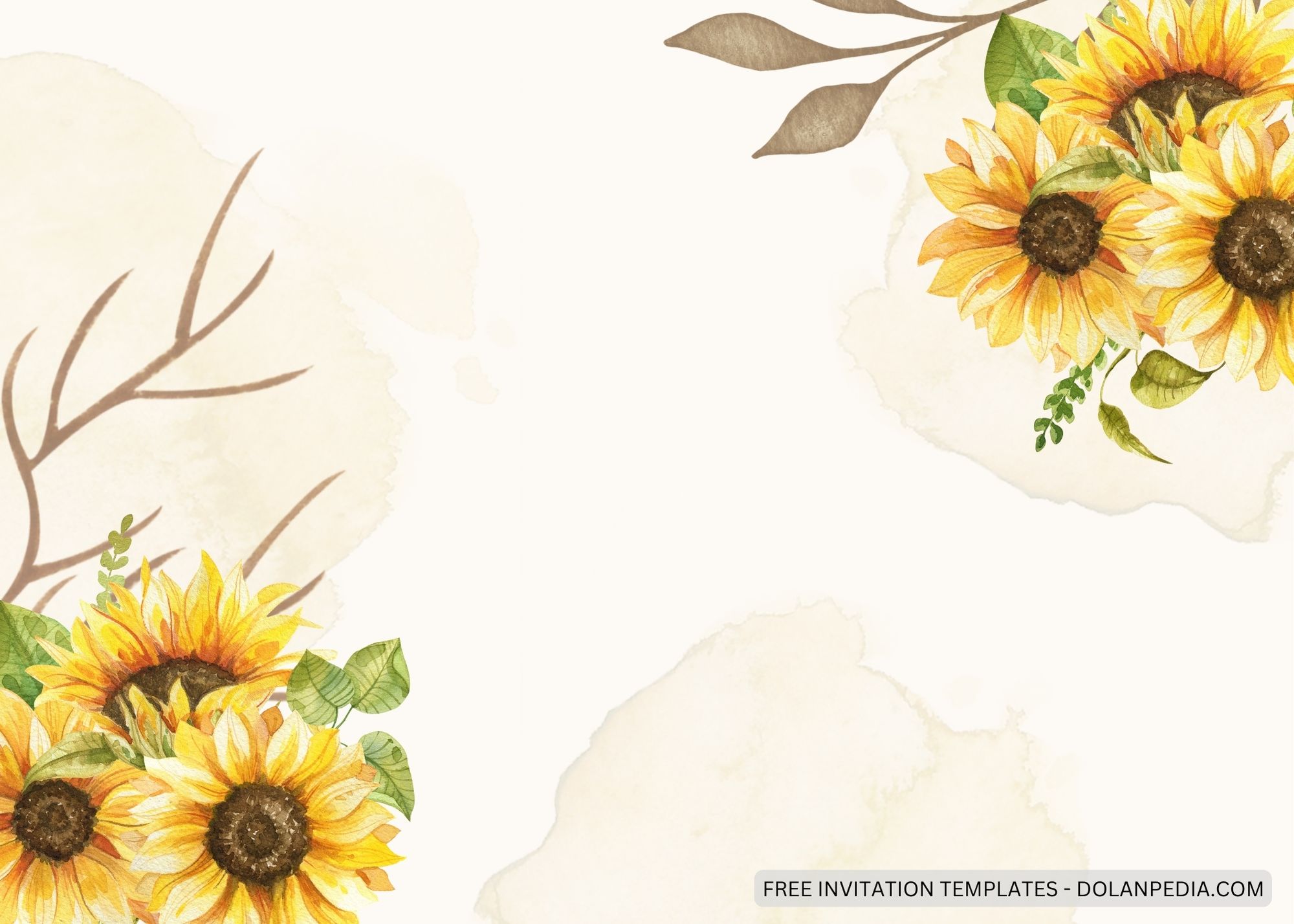Blank Vintage Sunflower Baby Shower Invitation Templates Six