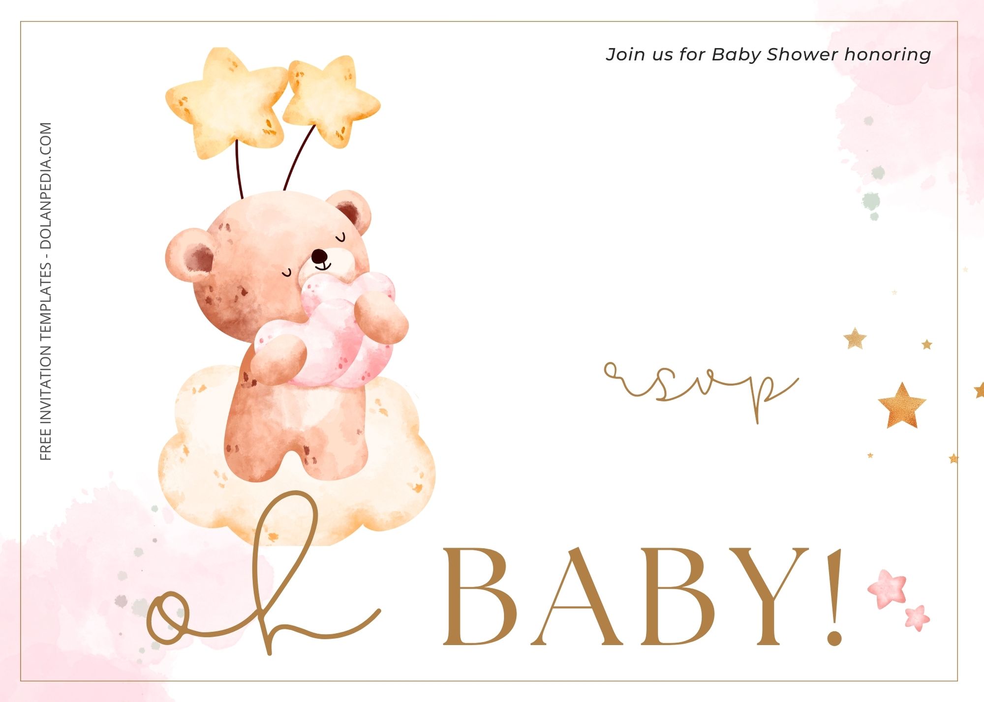 Blank Balloon Bear Baby Shower Invitation Templates Four