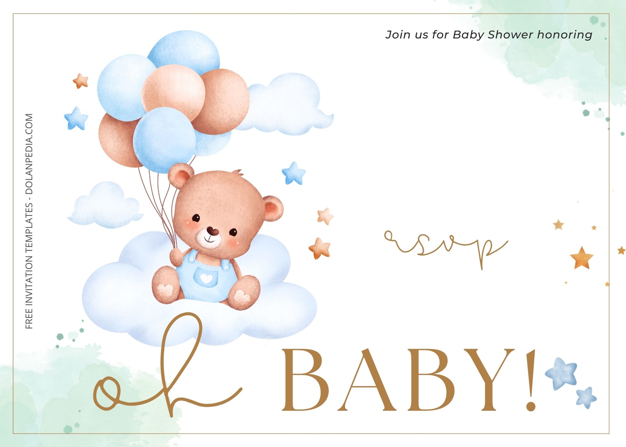 Blank Balloon Bear Baby Shower Invitation Templates Seven