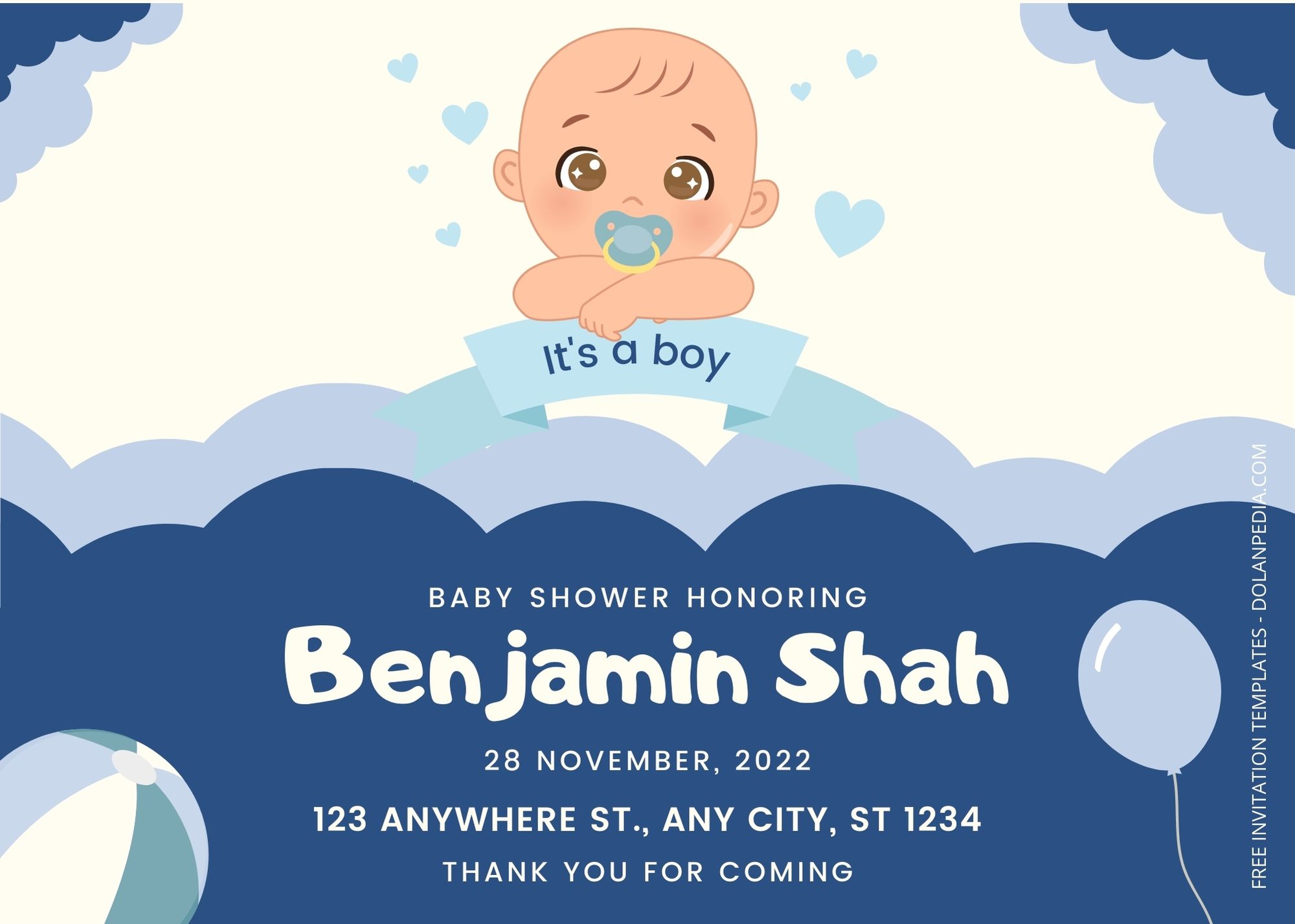 Blank Blue & Pink Baby Shower Invitation Templates Title