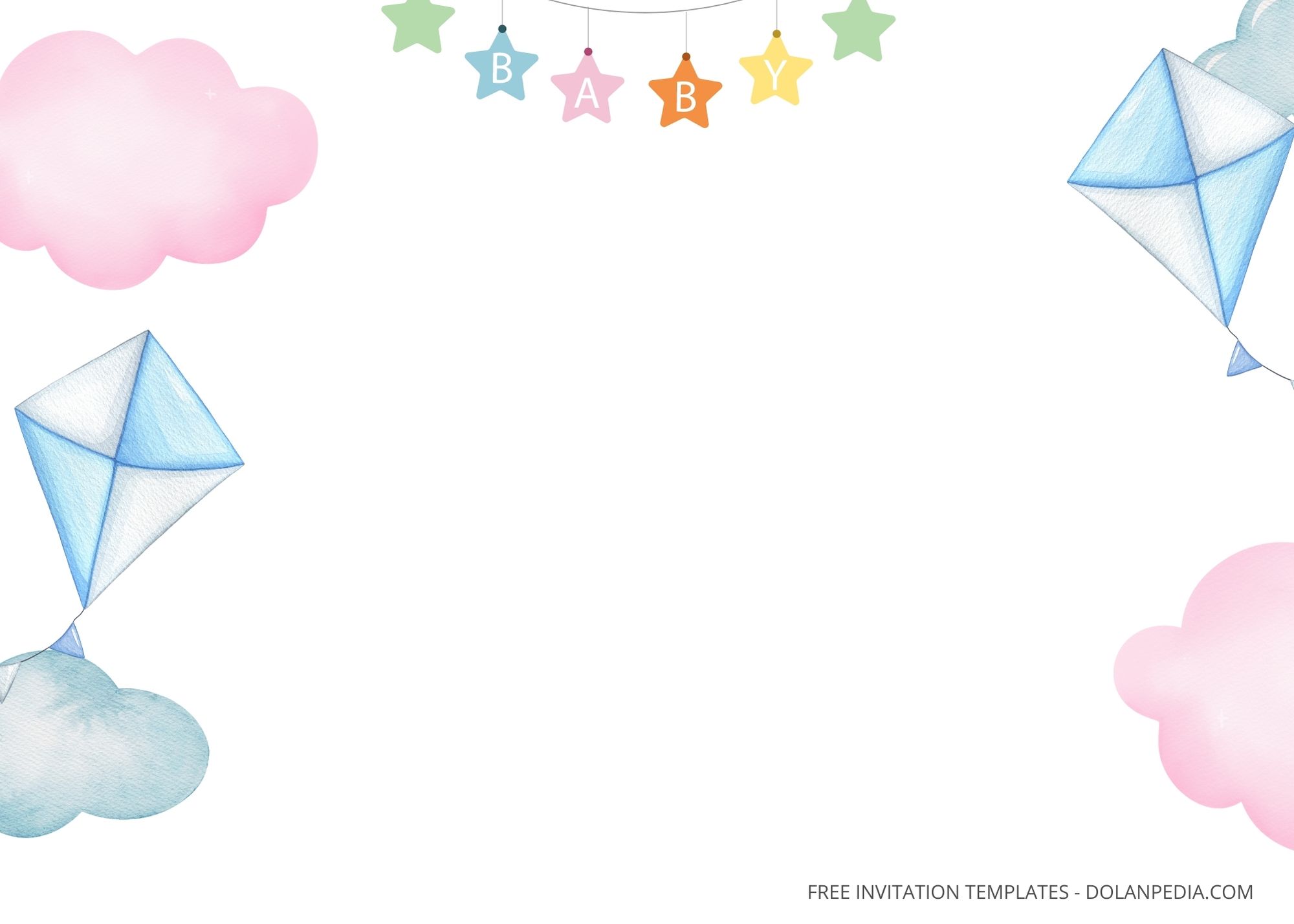 Blank Cartoon Airplane Baby Shower Invitation Templates Eight