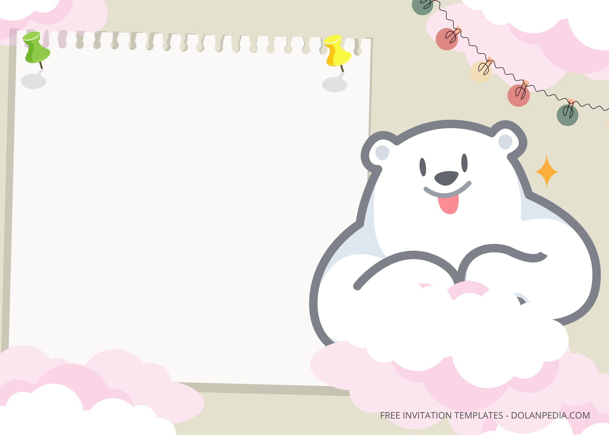 Blank Cloudy Bear Baby Shower Invitation Templates Five
