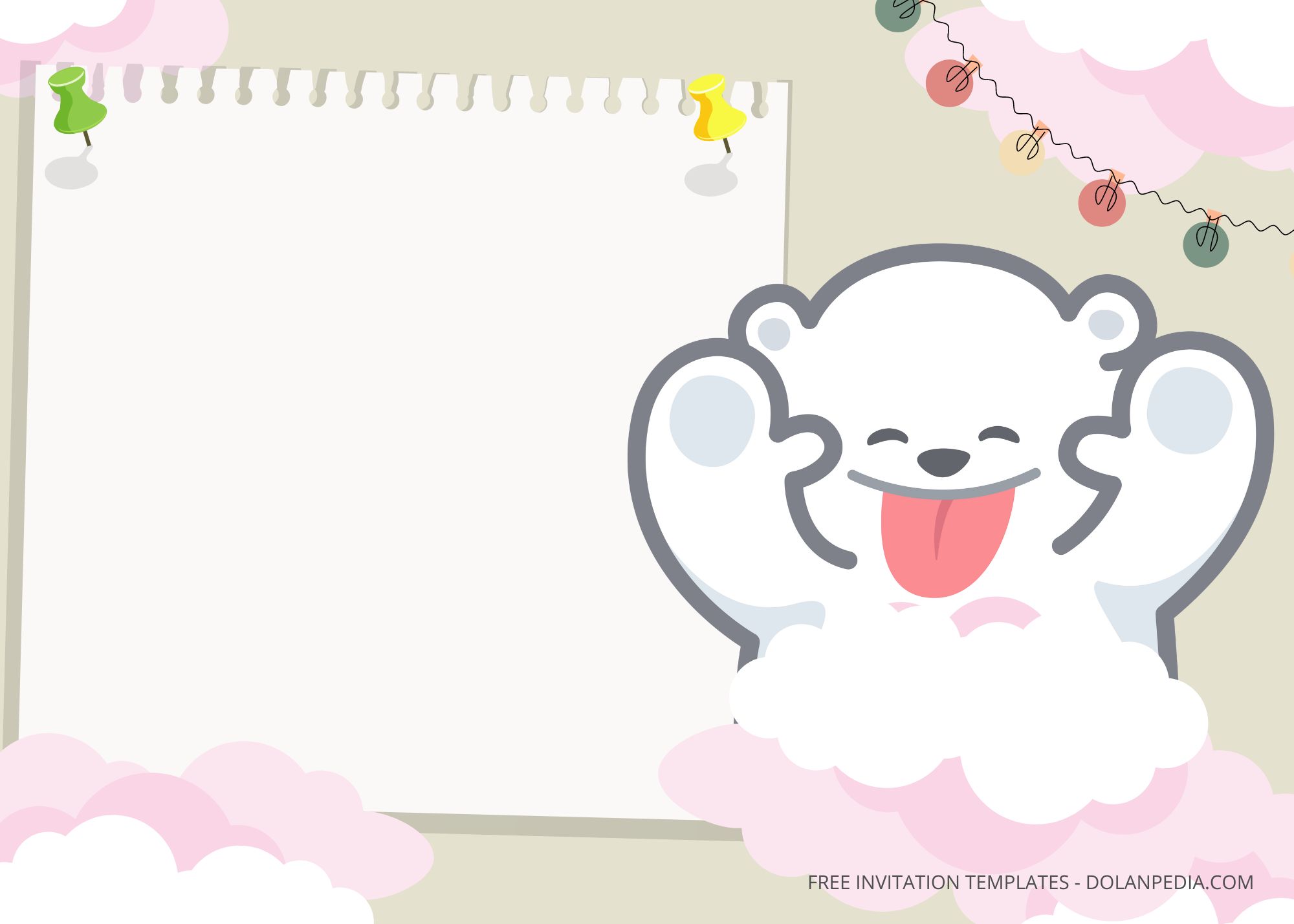 Blank Cloudy Bear Baby Shower Invitation Templates Seven