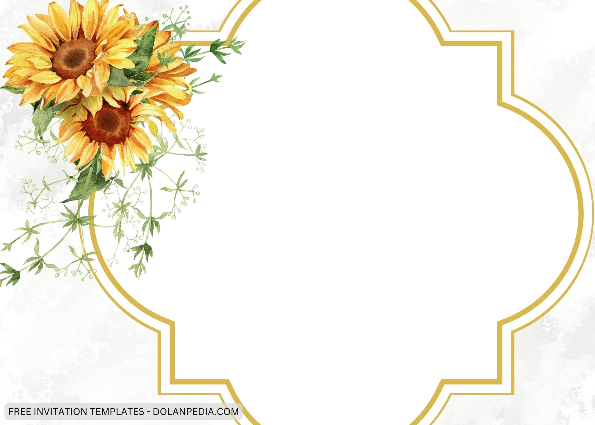Blank Marble Gold Sunflower Baby Shower Invitation Templates Eight