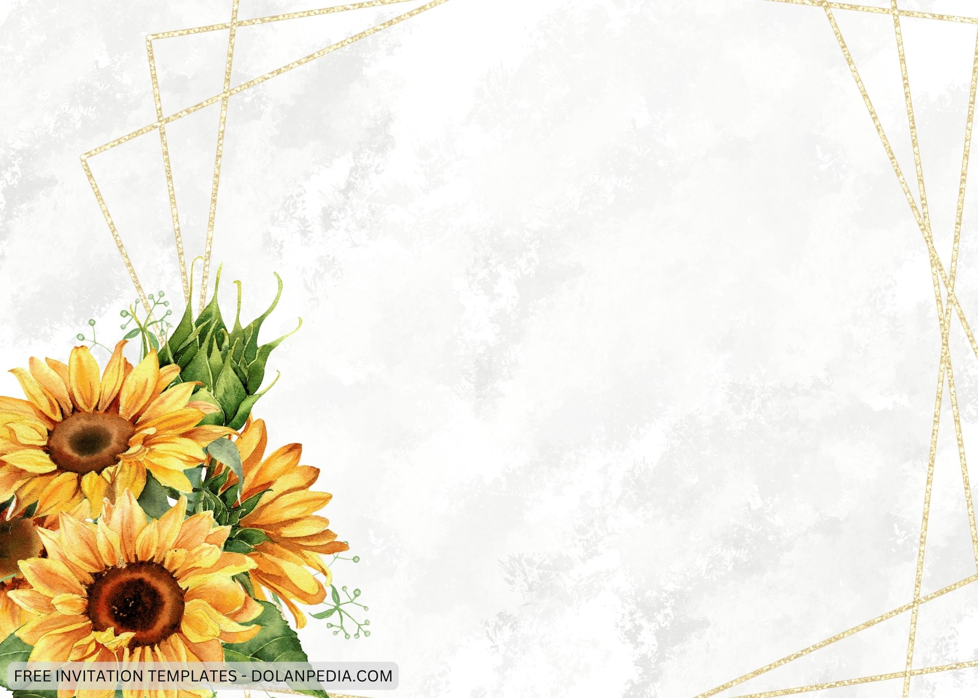 Blank Marble Gold Sunflower Baby Shower Invitation Templates Five
