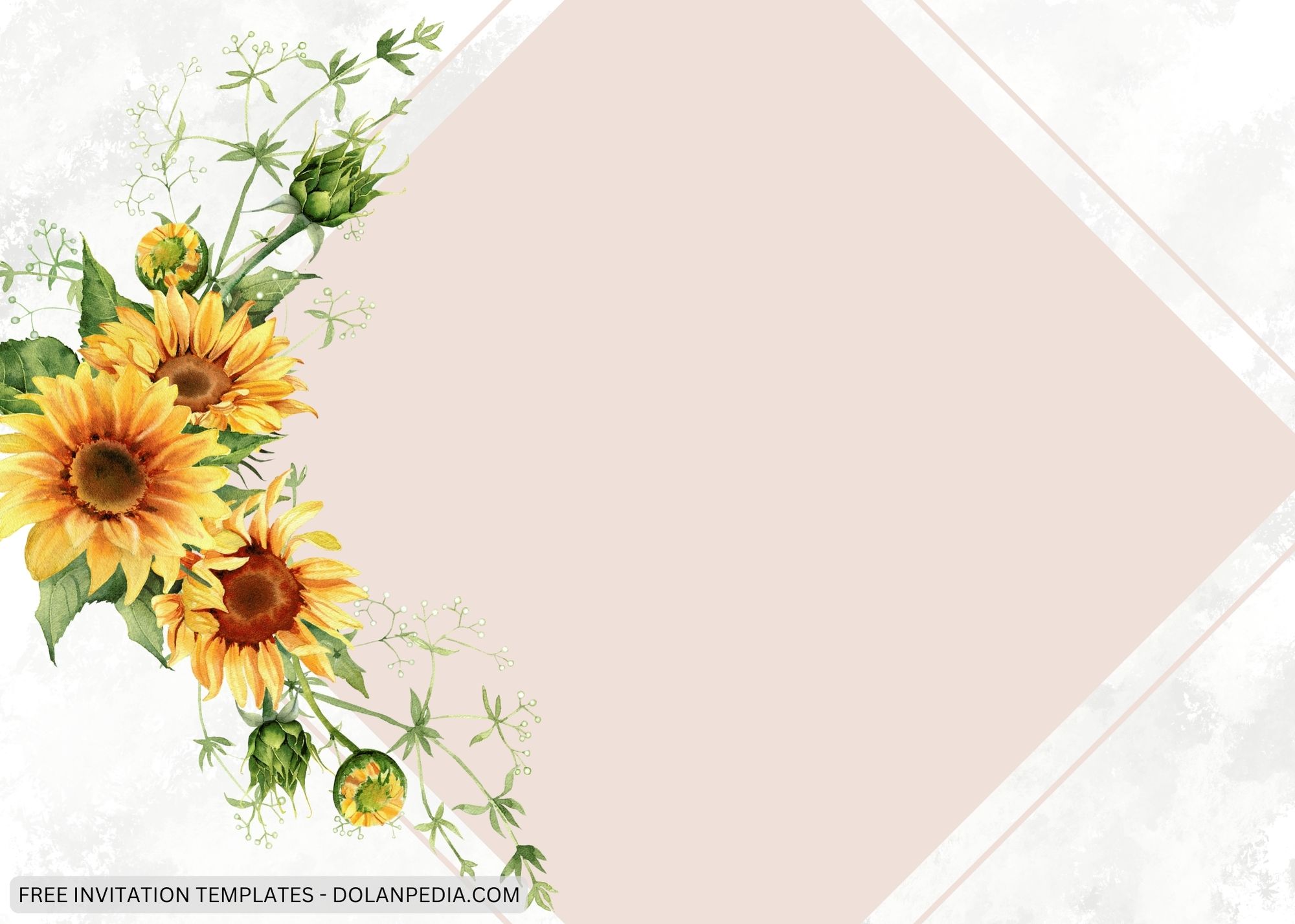 Blank Marble Gold Sunflower Baby Shower Invitation Templates Four