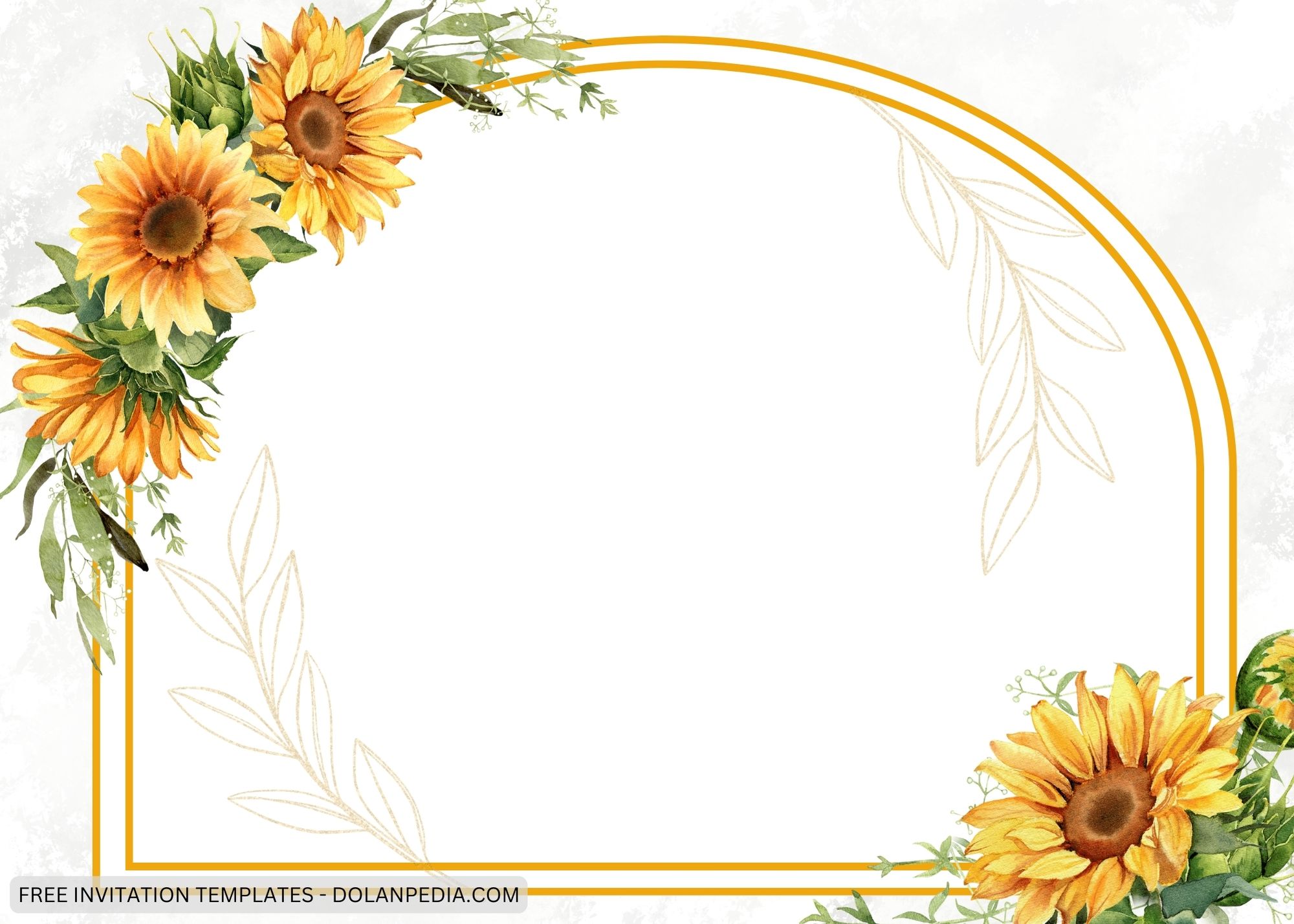 Blank Marble Gold Sunflower Baby Shower Invitation Templates One