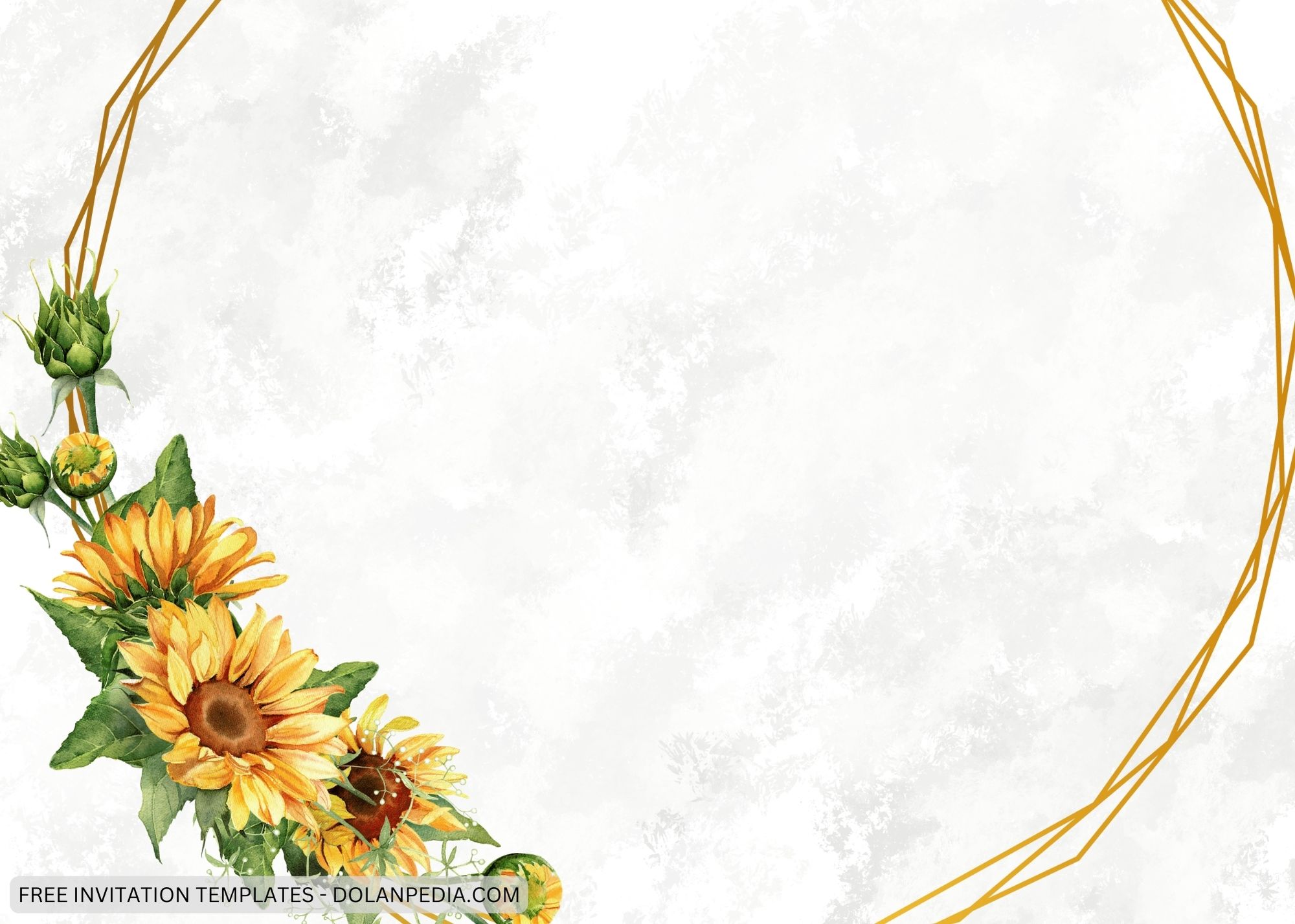 Blank Marble Gold Sunflower Baby Shower Invitation Templates Six