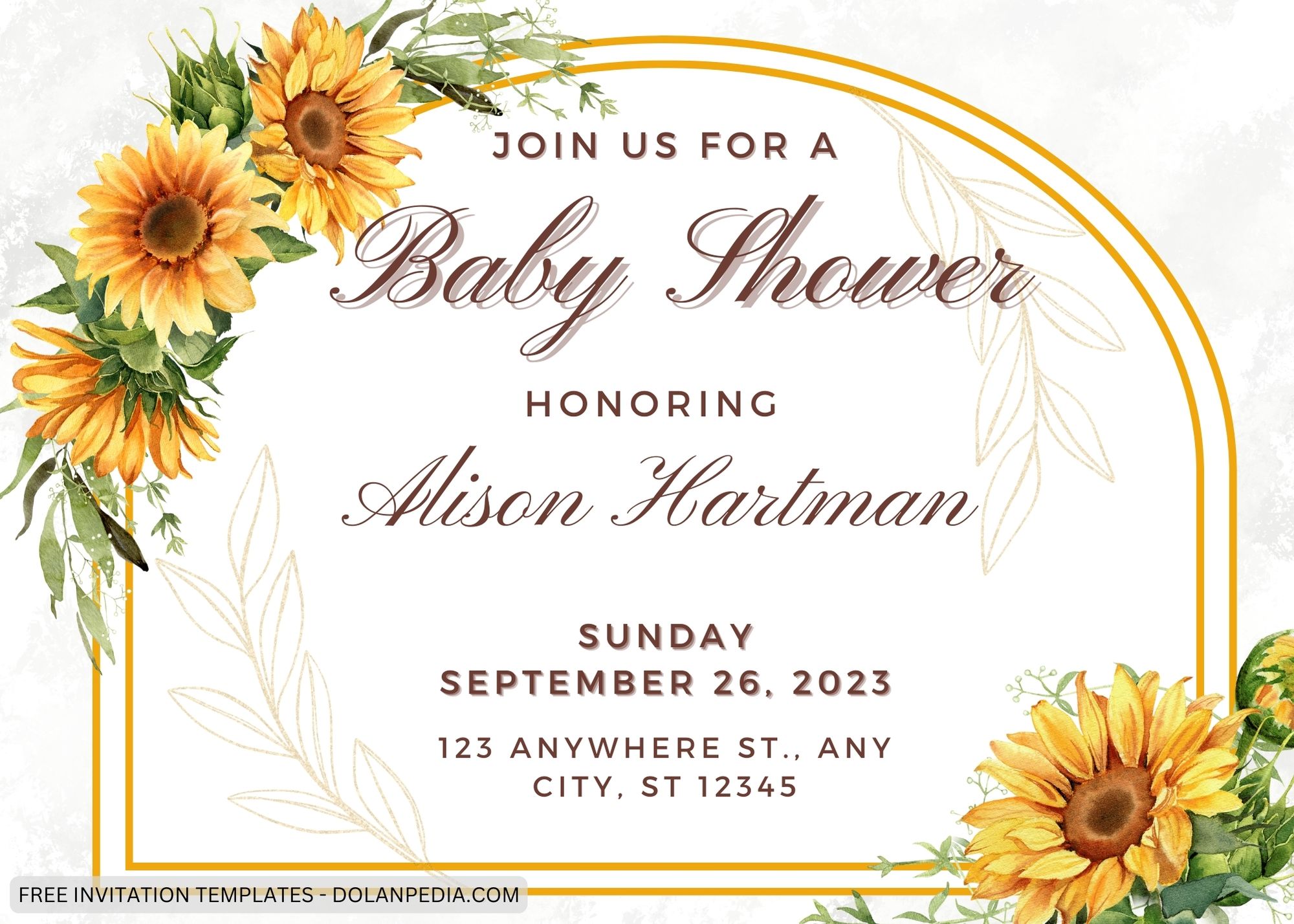 9+ Marble Gold Sunflower Baby Shower Invitation Templates Title
