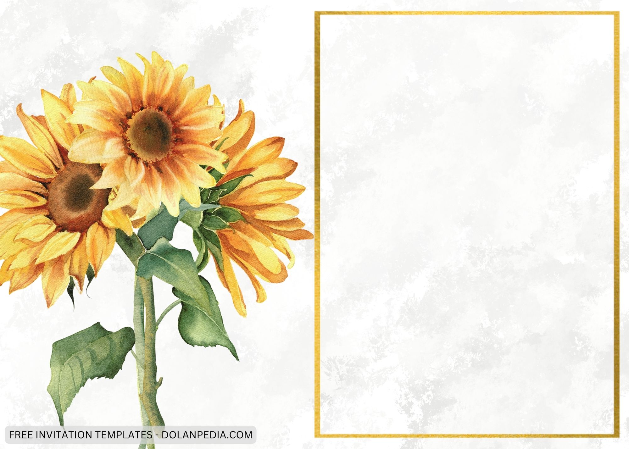 Blank Marble Gold Sunflower Baby Shower Invitation Templates Two