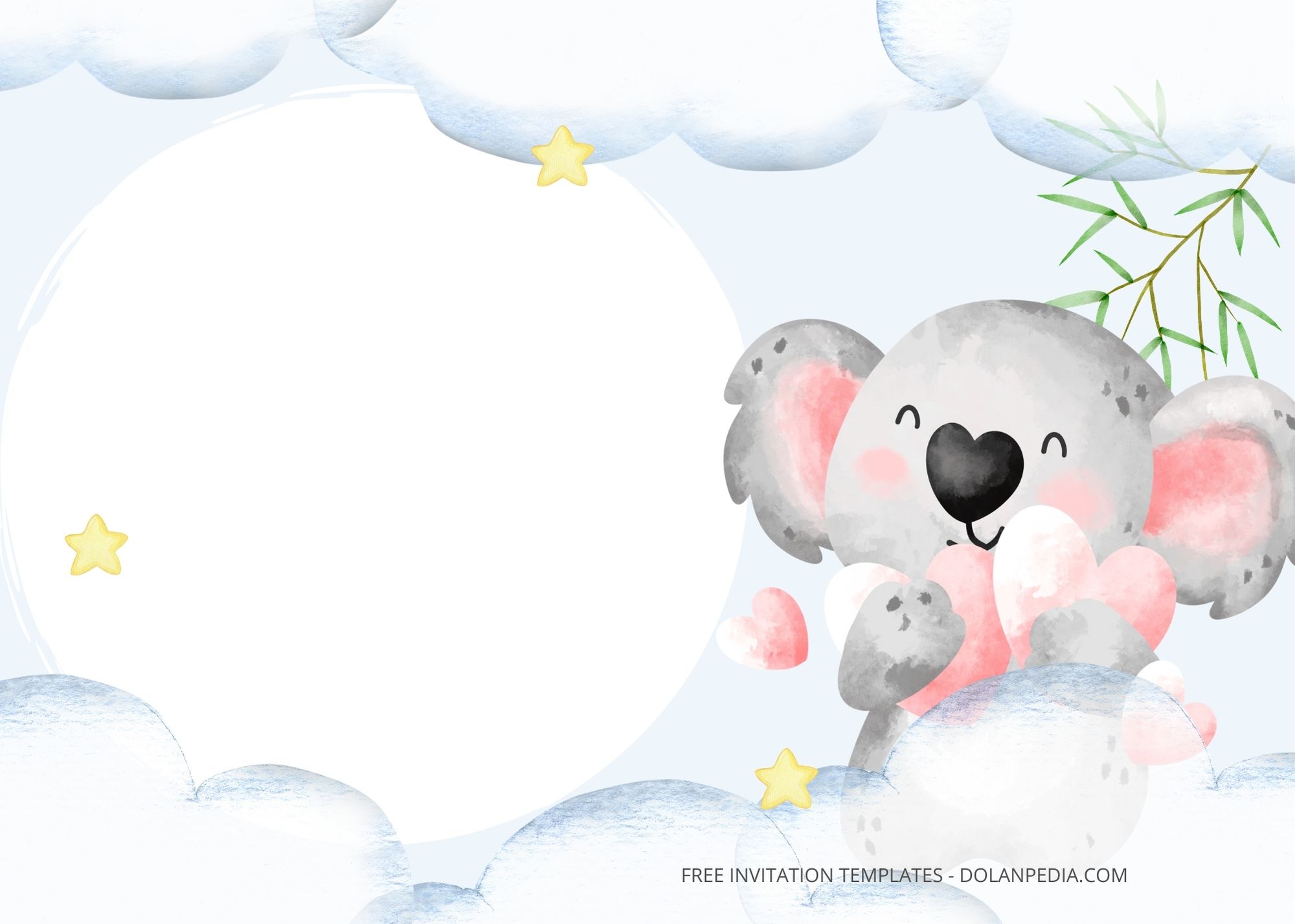 Blank Sweet Koala Baby Shower Invitation Templates Five