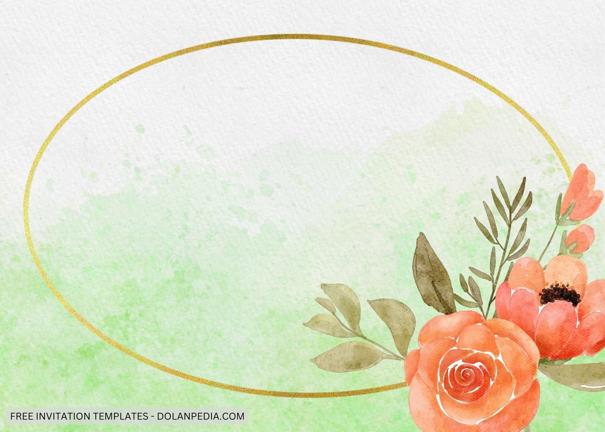 Blank Watercolor Orange Roses Baby Shower Invitation Templates Six