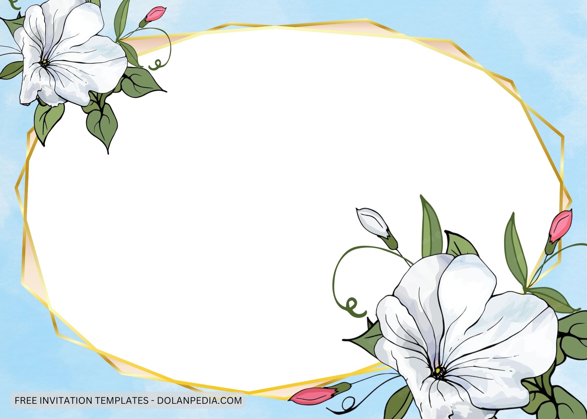 Blank White Petunia Baby Shower Invitation Templates Five