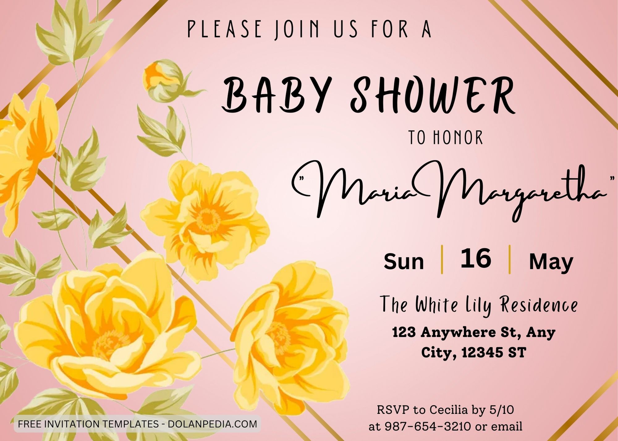 7+ Yellow Peony Baby Shower Invitation Templates title