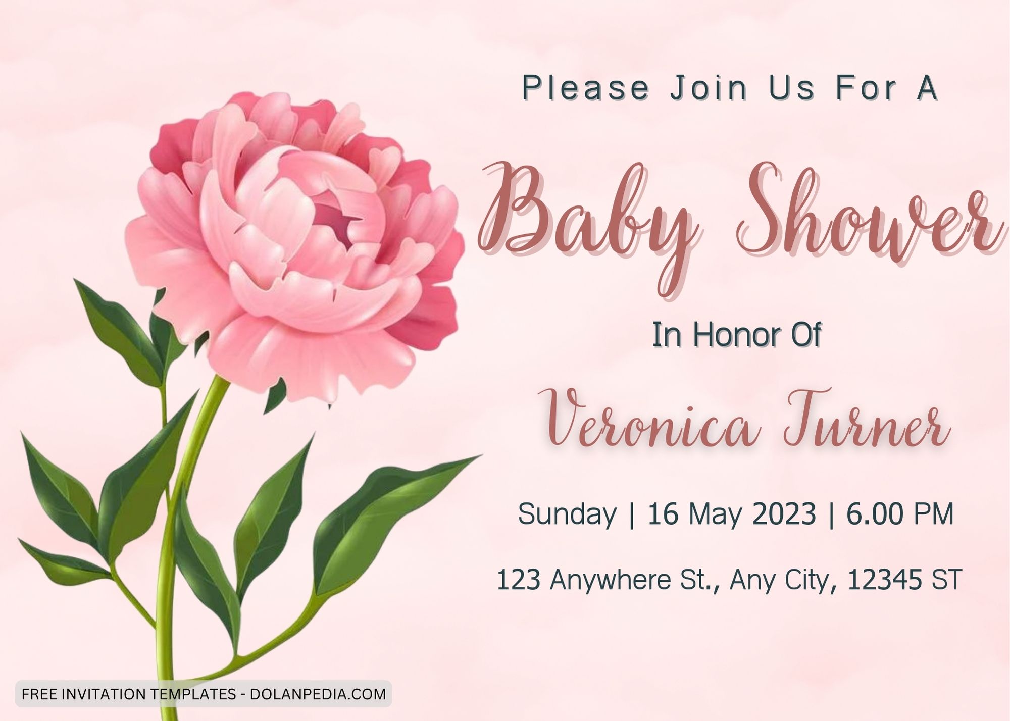 8+ Pink Peony Baby Shower Invitation Templates Title