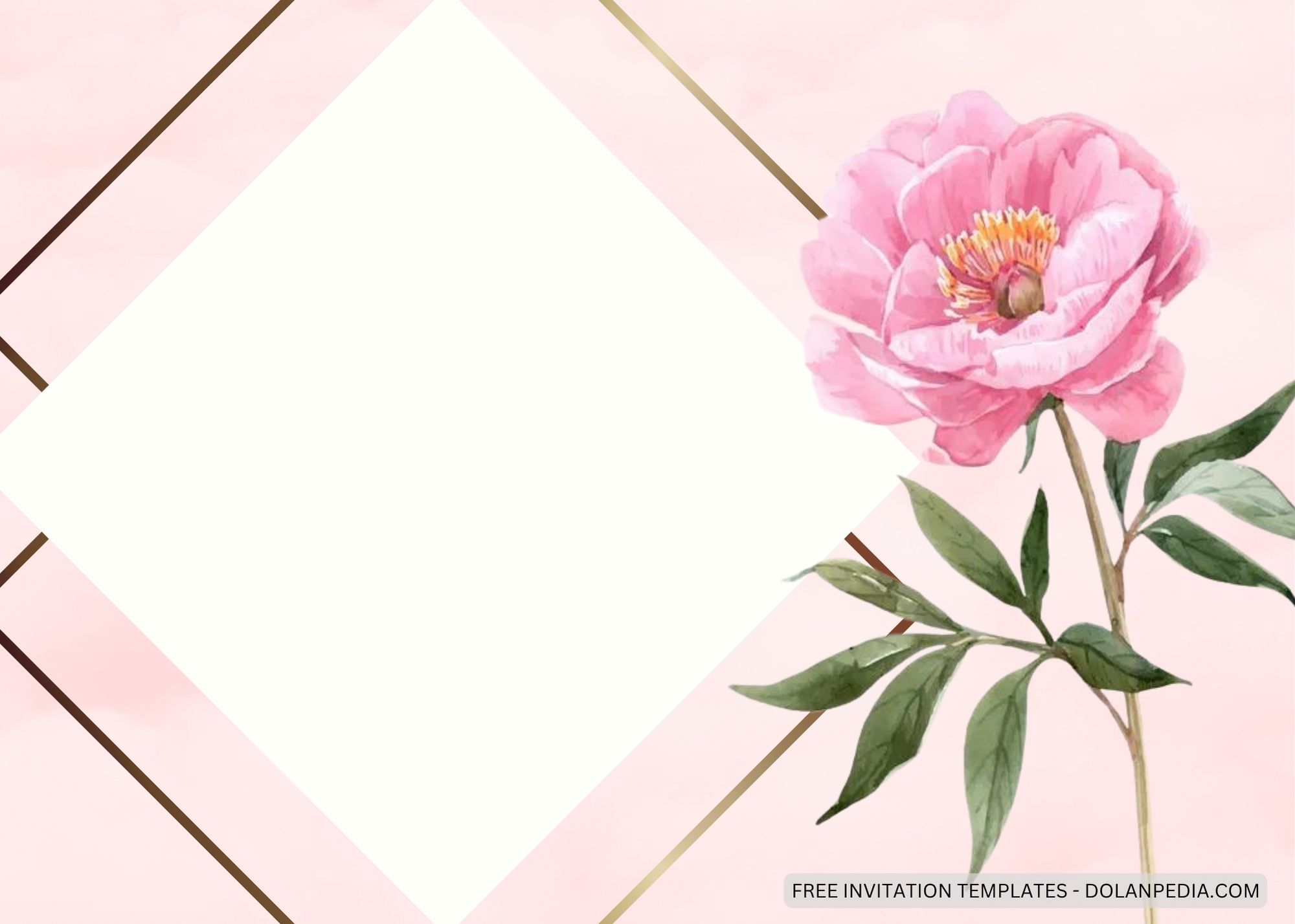 Blank Pink Peony Baby Shower Invitation Templates Two