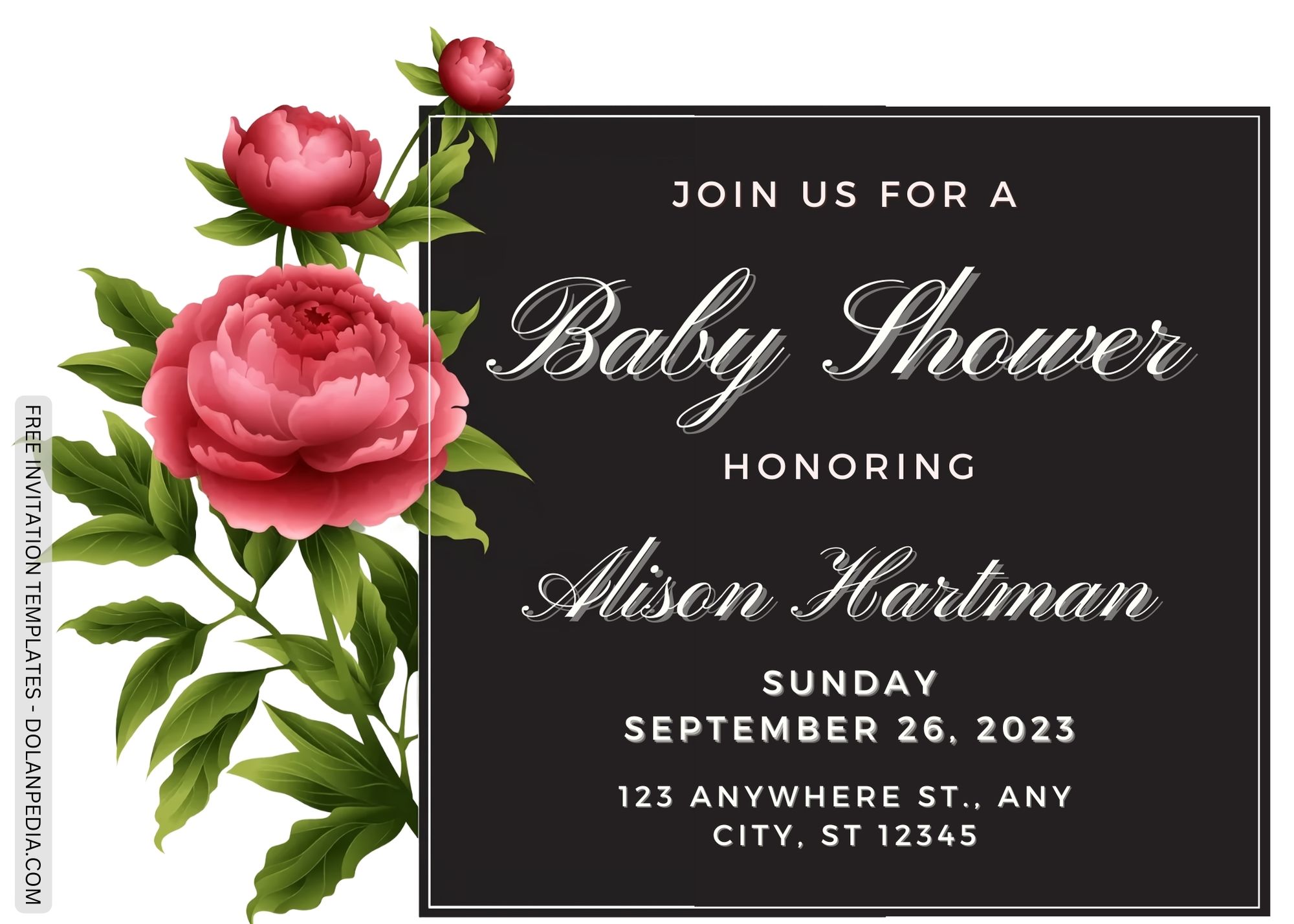 8+ Red Peony Baby Shower Invitation Templates Title